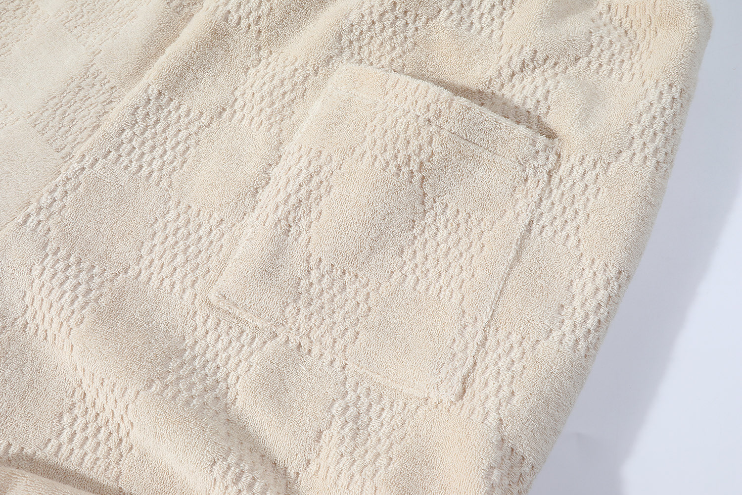 LOUIS VUITTON 路易威登 LV毛巾棋盘格暗纹 短裤 牛仔休闲裤 裤子 五分裤 卡其 1AHUVK