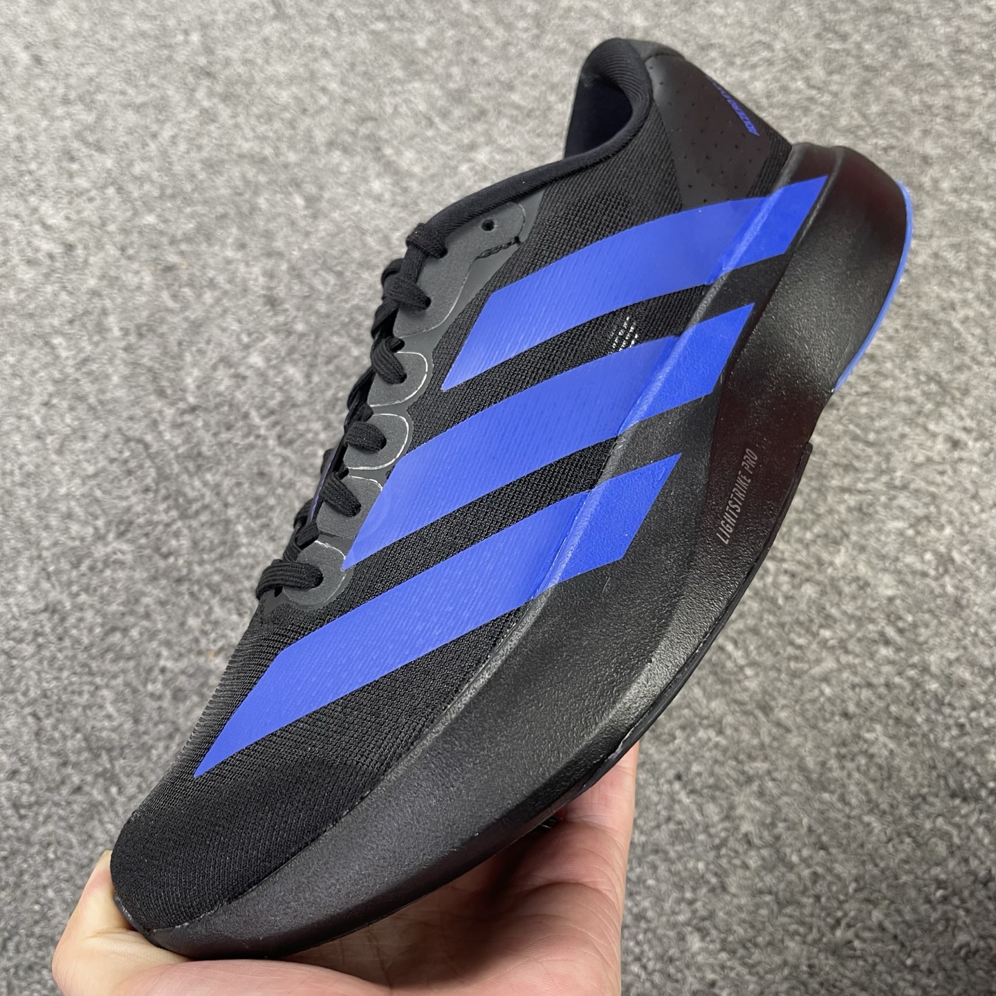 内置碳板 Adidas Adizero Evo SL 低筒 舒适百搭 防滑耐磨 马拉松 训练竞速 跑步鞋 女款 男款 波鞋黑蓝