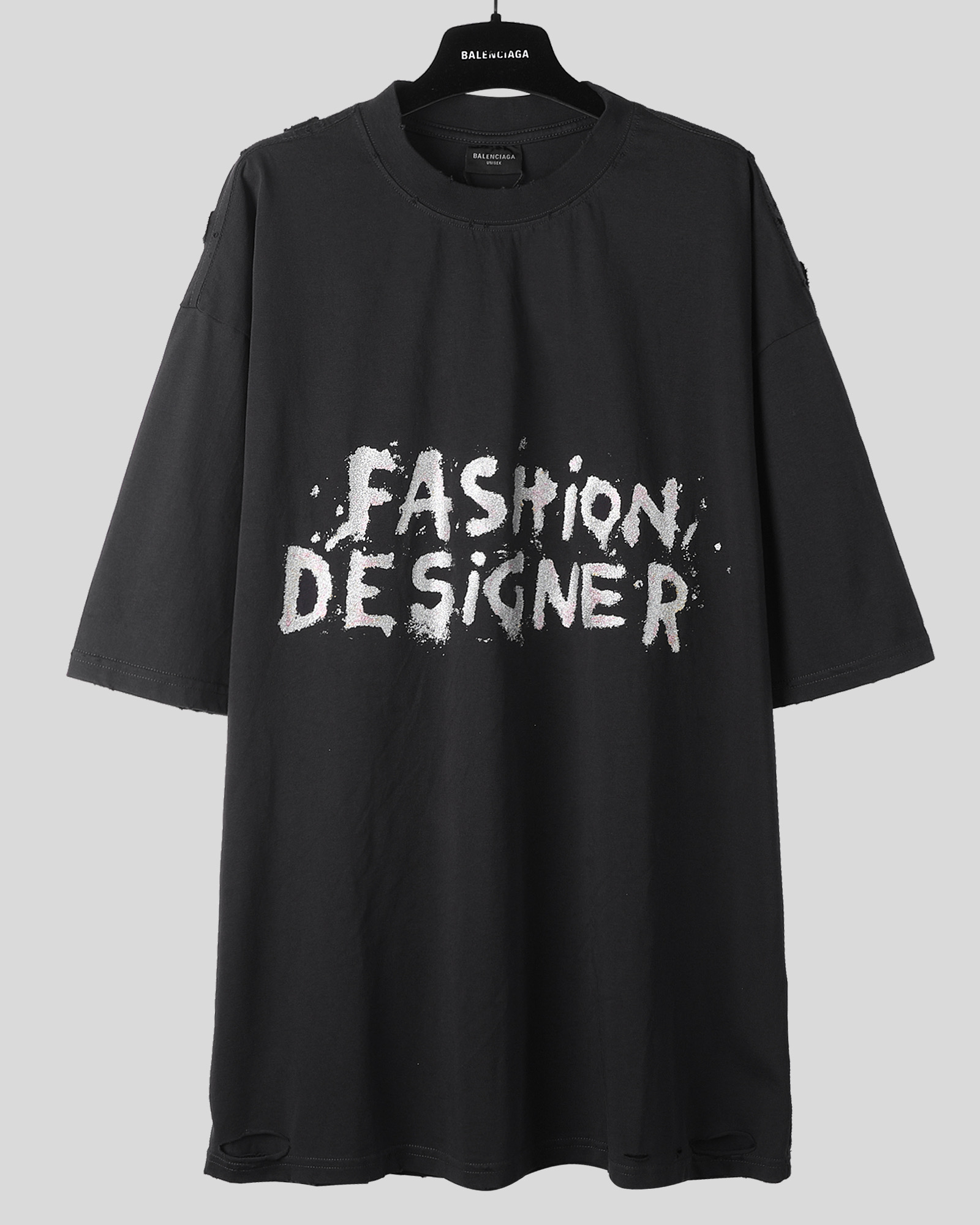 Balenciaga 巴黎世家 金闪粉 印花短袖 T恤 圆领 短款 夏季 黑色A5 831305TSVC51041