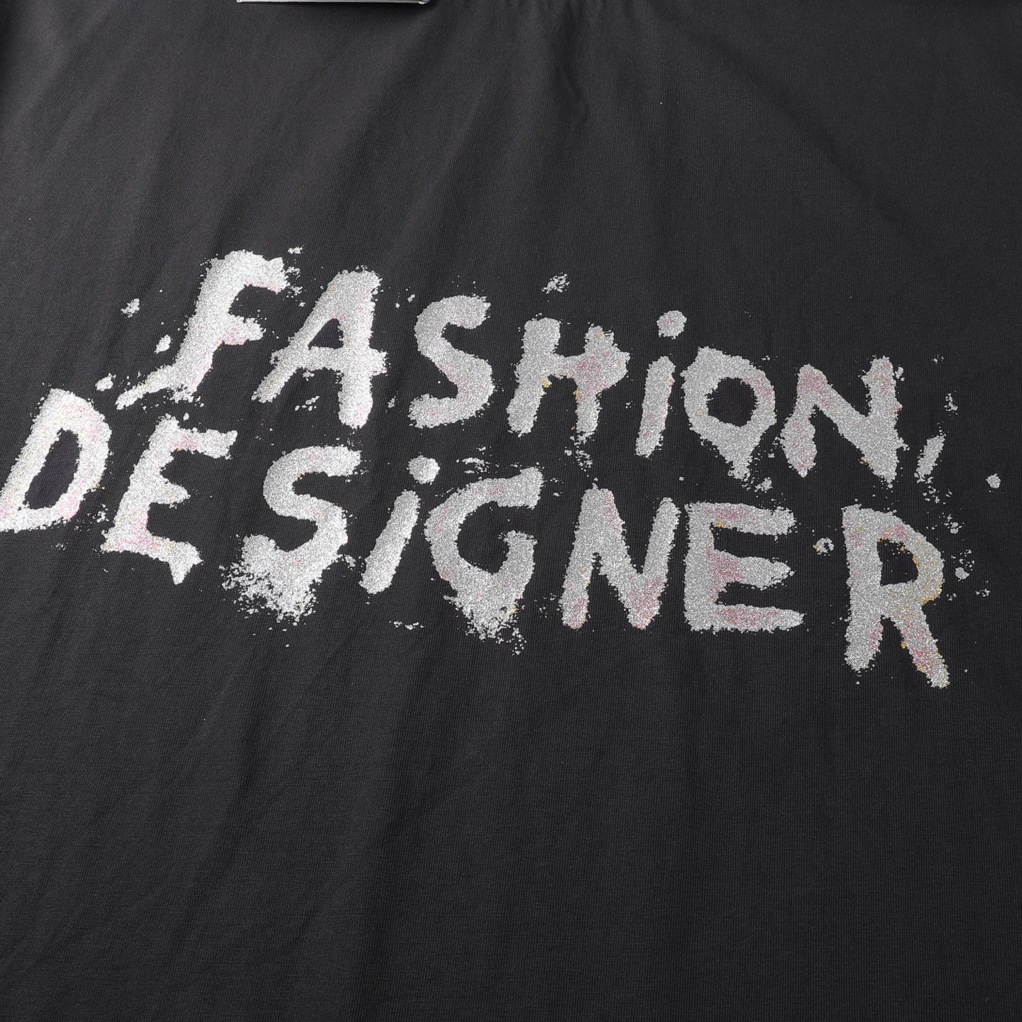 Balenciaga 巴黎世家 金闪粉 印花短袖 T恤 圆领 短款 夏季 黑色A5 831305TSVC51041