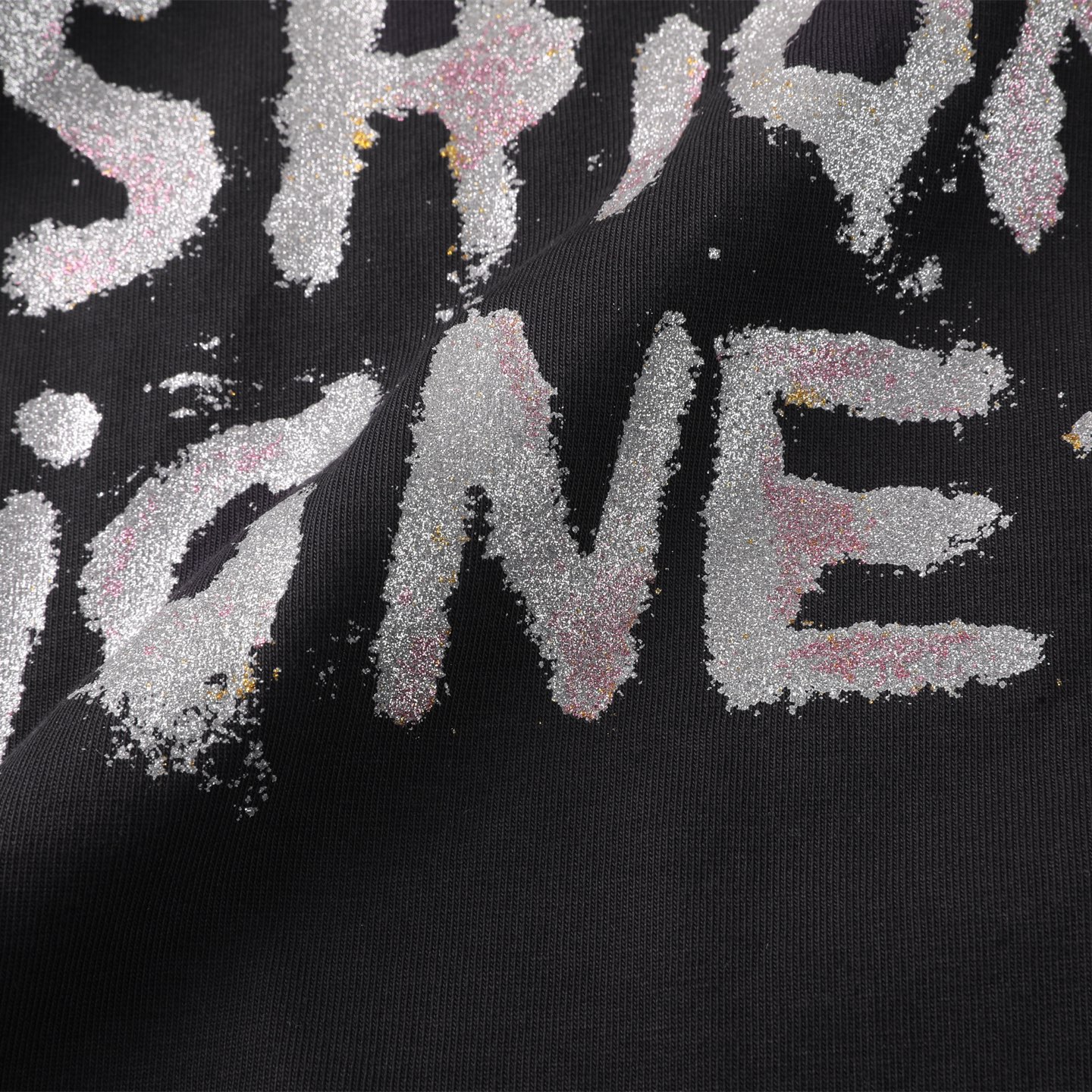 Balenciaga 巴黎世家 金闪粉 印花短袖 T恤 圆领 短款 夏季 黑色A5 831305TSVC51041