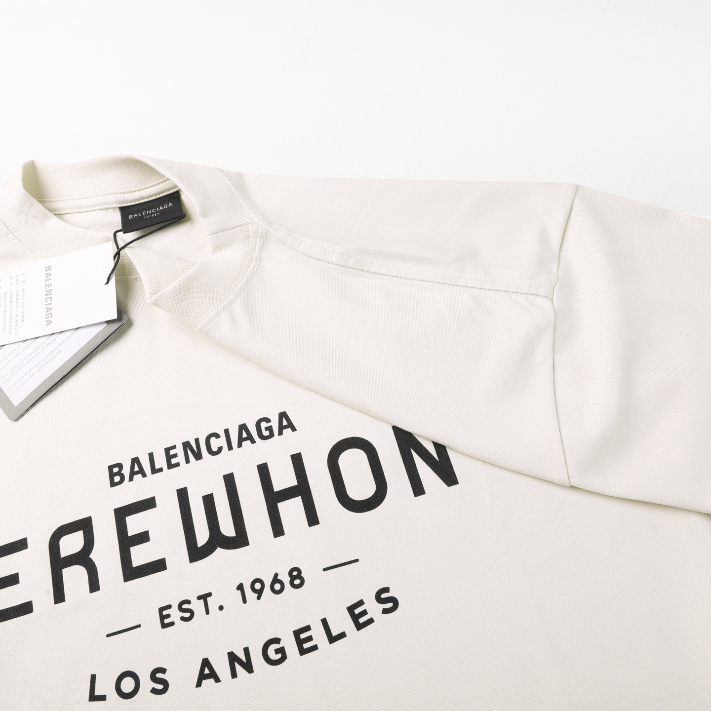 Balenciaga 巴黎世家 EST1917 印花短袖 T恤 圆领 短款 夏季 白色A5 787349TQVG31569