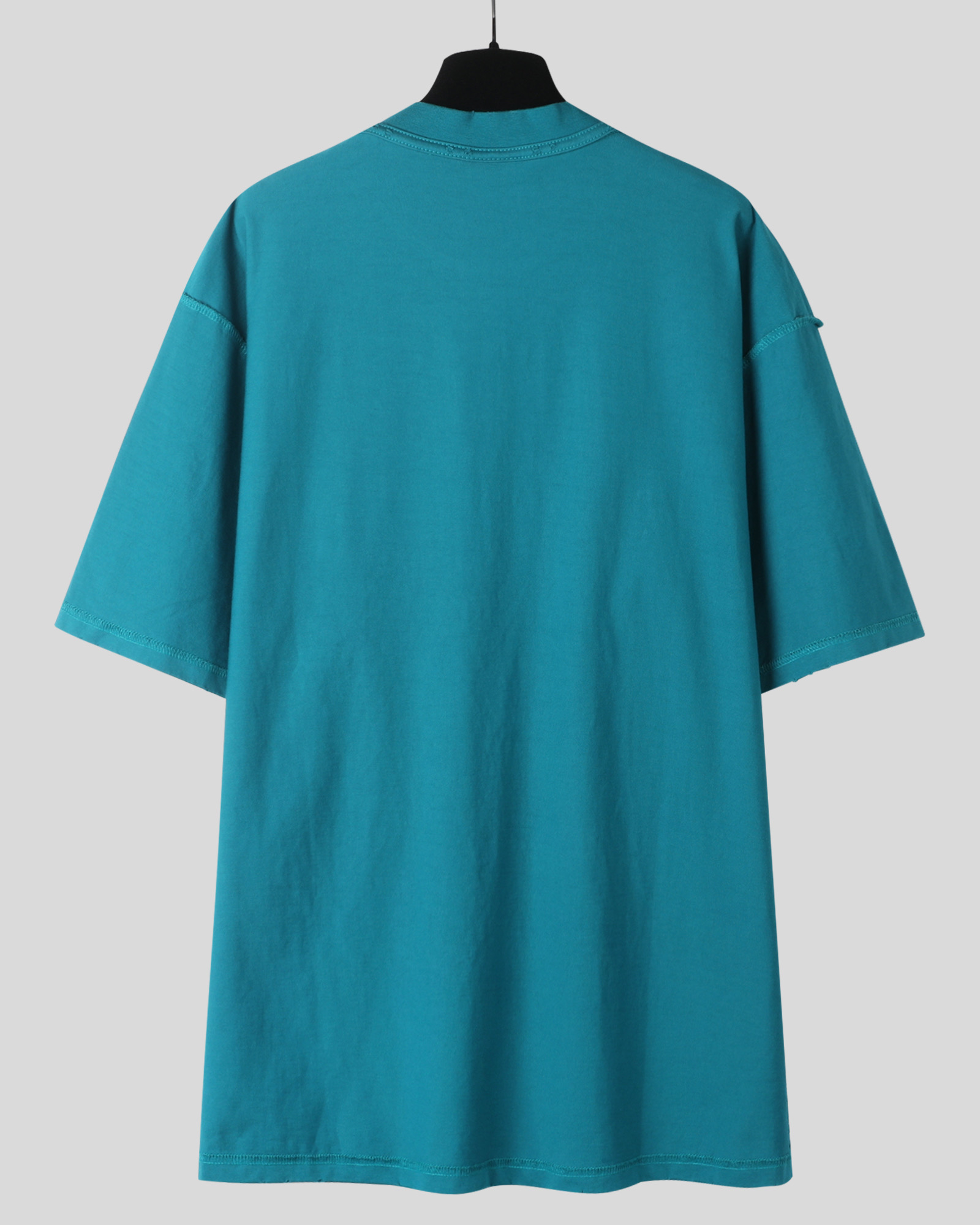 Balenciaga 巴黎世家 贴布刺绣  印花短袖 T恤 圆领 短款 夏季 蓝色A5 