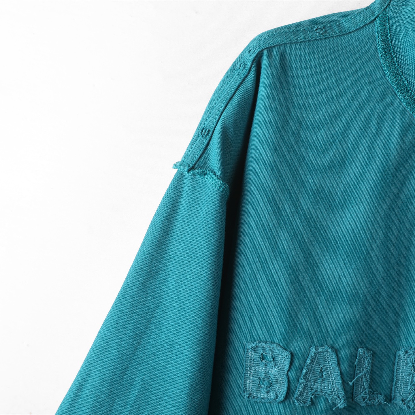 Balenciaga 巴黎世家 贴布刺绣  印花短袖 T恤 圆领 短款 夏季 蓝色A5 