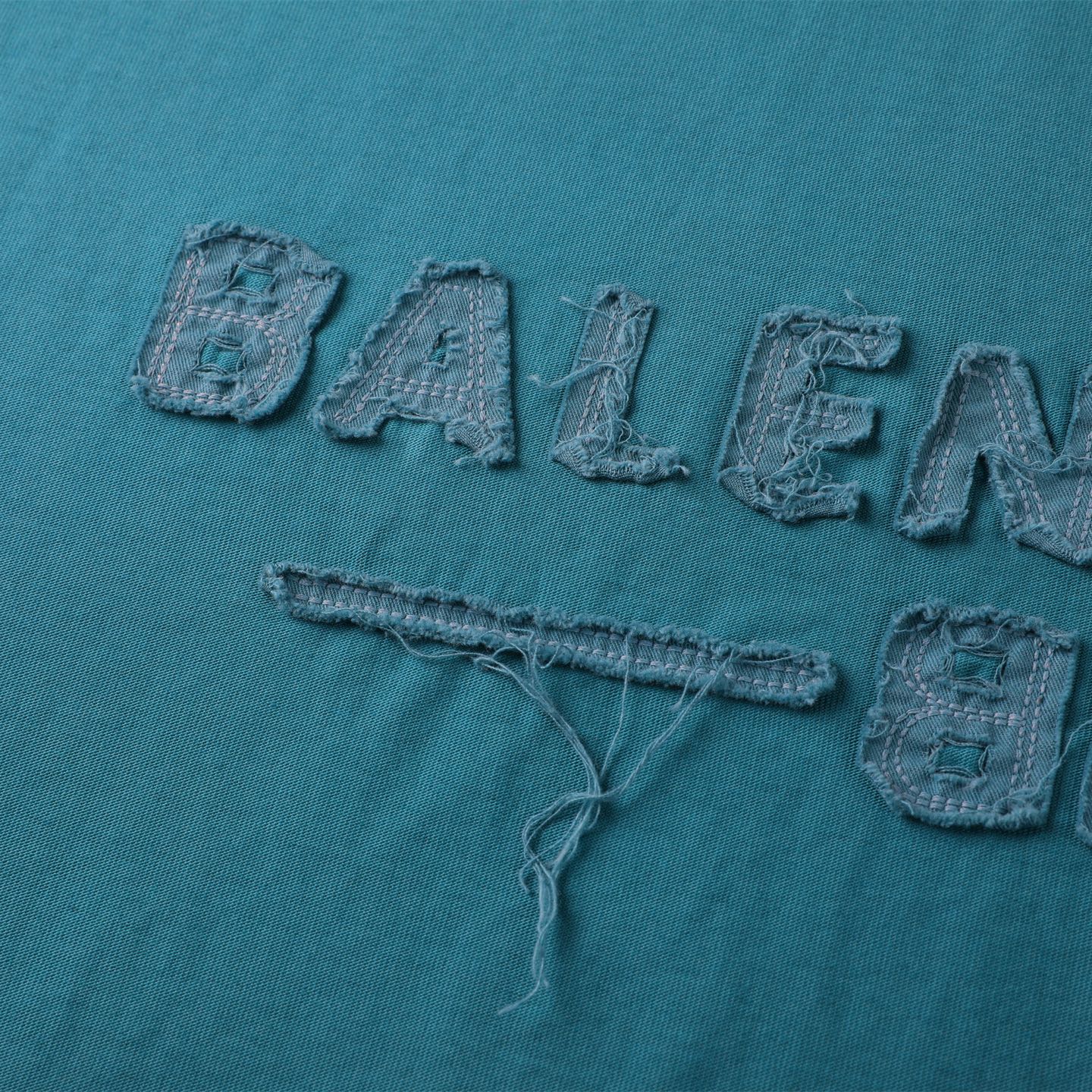 Balenciaga 巴黎世家 贴布刺绣  印花短袖 T恤 圆领 短款 夏季 蓝色A5 