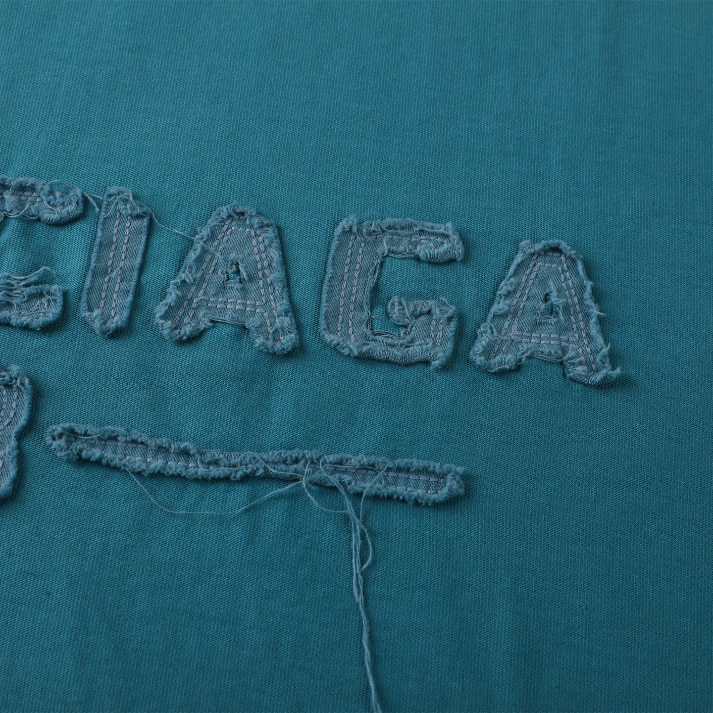 Balenciaga 巴黎世家 贴布刺绣  印花短袖 T恤 圆领 短款 夏季 蓝色A5 