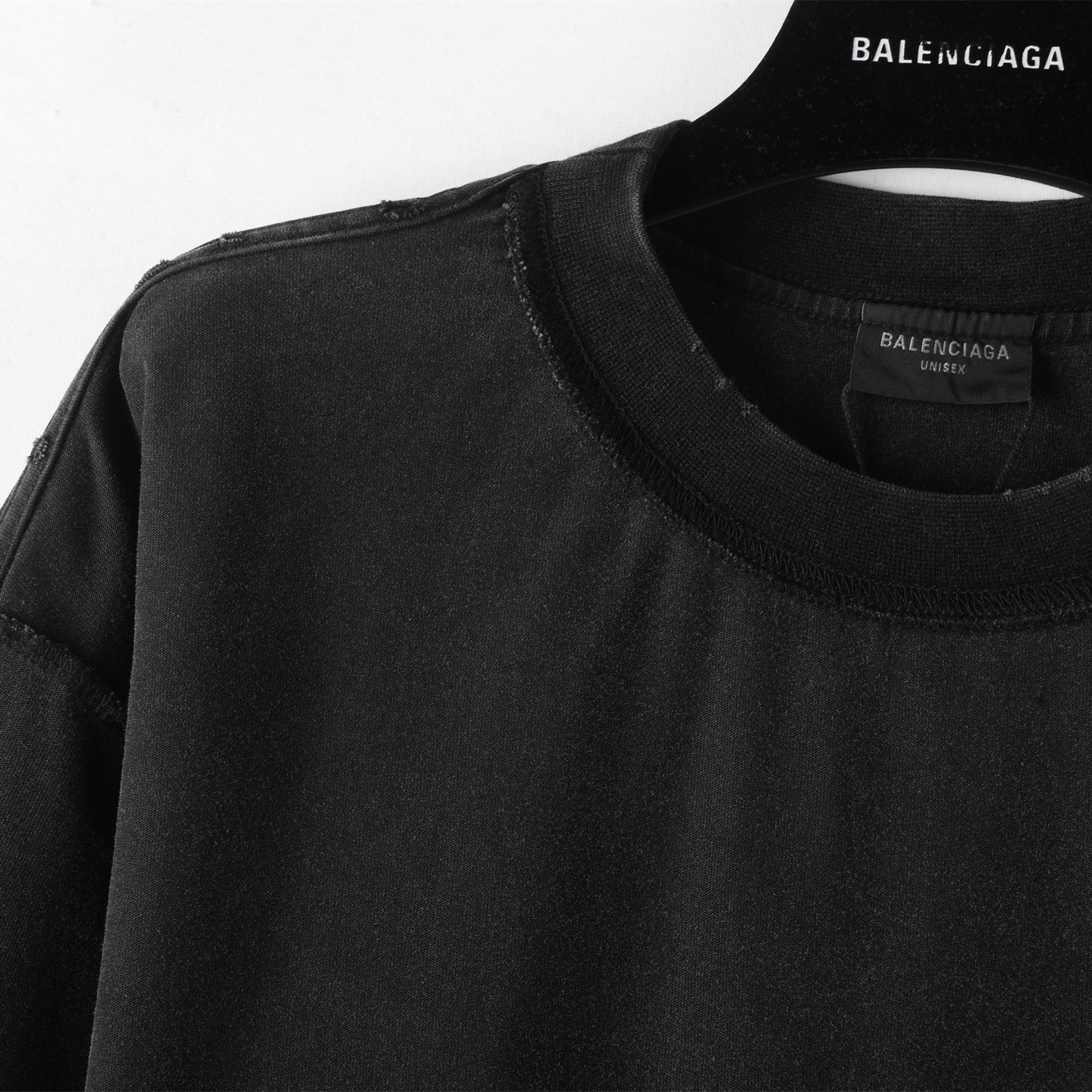 Balenciaga 巴黎世家 贴布刺绣  印花短袖 T恤 圆领 短款 夏季 黑色A5 822441TSVA21041