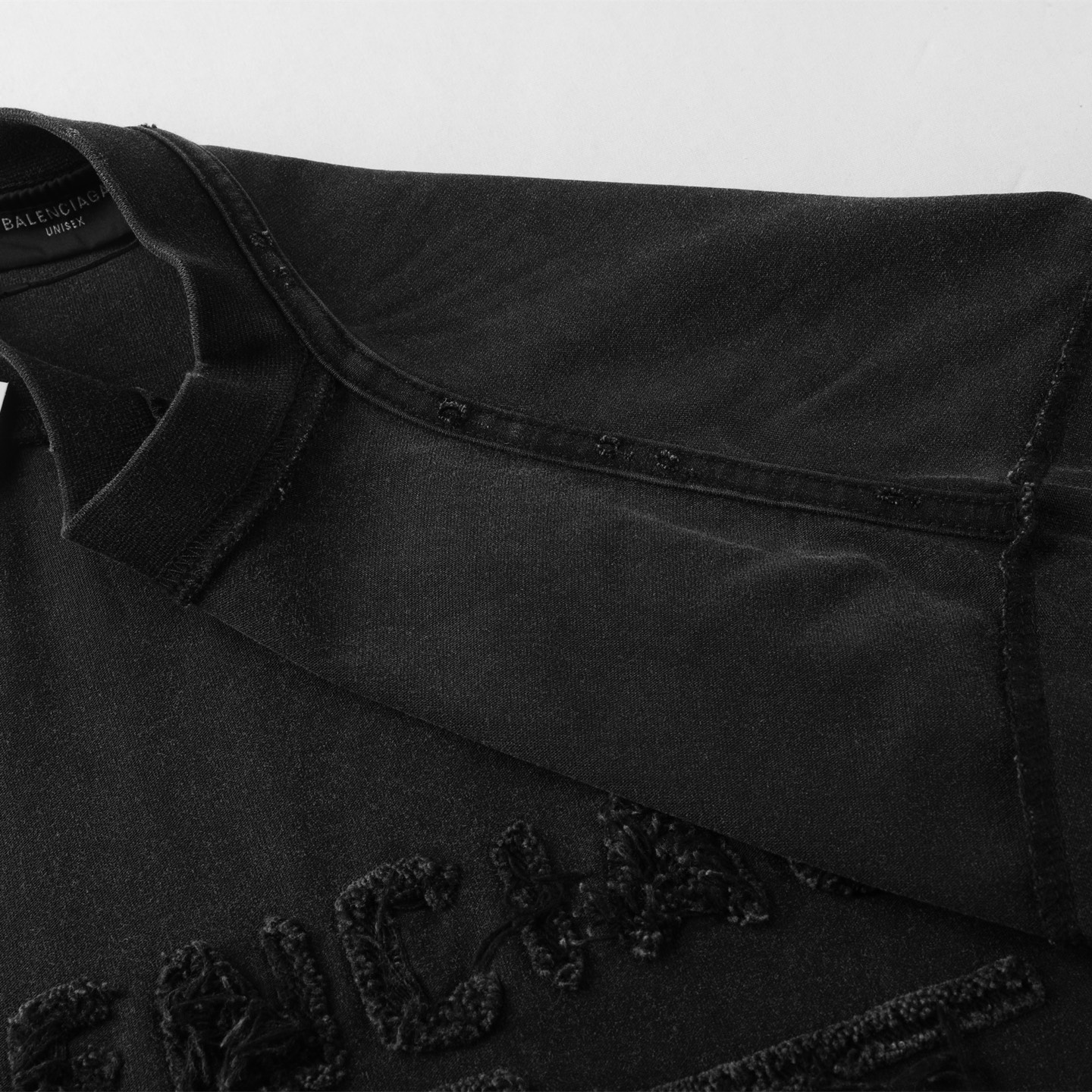 Balenciaga 巴黎世家 贴布刺绣  印花短袖 T恤 圆领 短款 夏季 黑色A5 822441TSVA21041