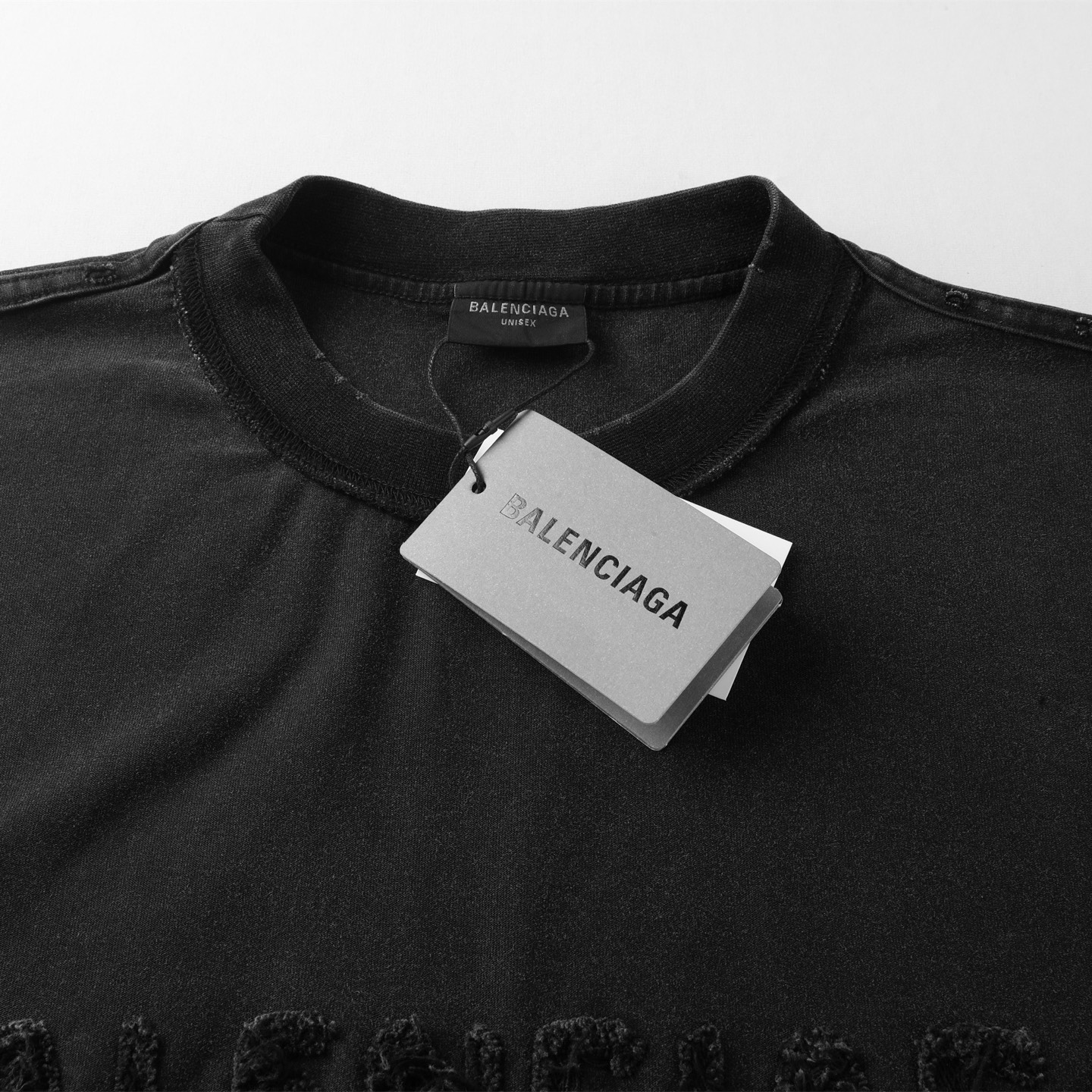 Balenciaga 巴黎世家 贴布刺绣  印花短袖 T恤 圆领 短款 夏季 黑色A5 822441TSVA21041