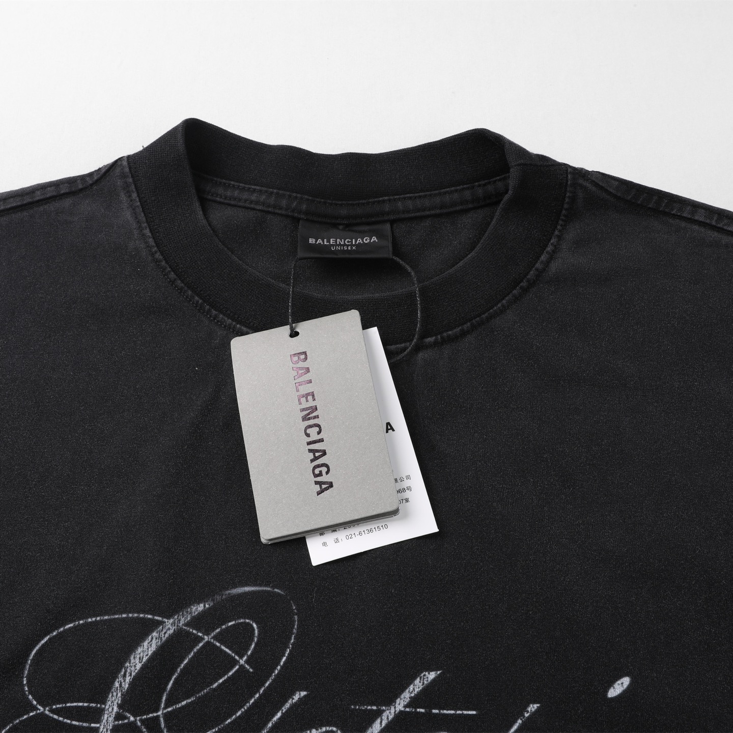 Balenciaga 巴黎世家 吉塔里亚小镇  印花短袖 T恤 圆领 短款 夏季 黑色A5 811688TRVQ41041