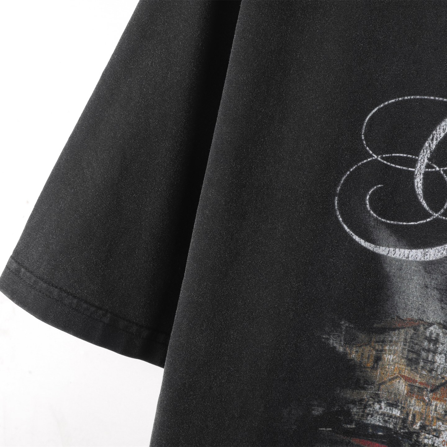 Balenciaga 巴黎世家 吉塔里亚小镇  印花短袖 T恤 圆领 短款 夏季 黑色A5 811688TRVQ41041