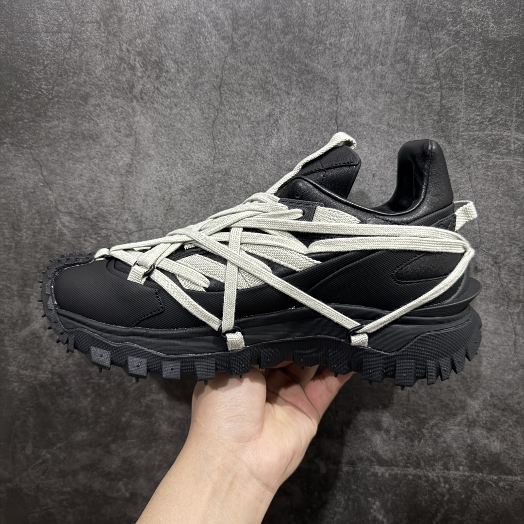 RICK OWENS RO Moncler盟可睐 Trailgrip 厚底 板鞋 休闲鞋 男鞋 女鞋 波鞋  皮質   黑色  MU02D4M10M4321-999