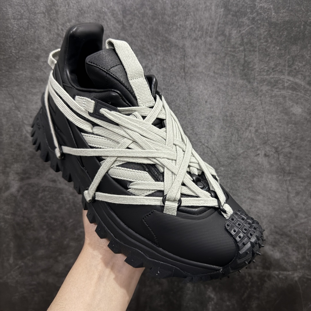 RICK OWENS RO Moncler盟可睐 Trailgrip 厚底 板鞋 休闲鞋 男鞋 女鞋 波鞋  皮質   黑色  MU02D4M10M4321-999