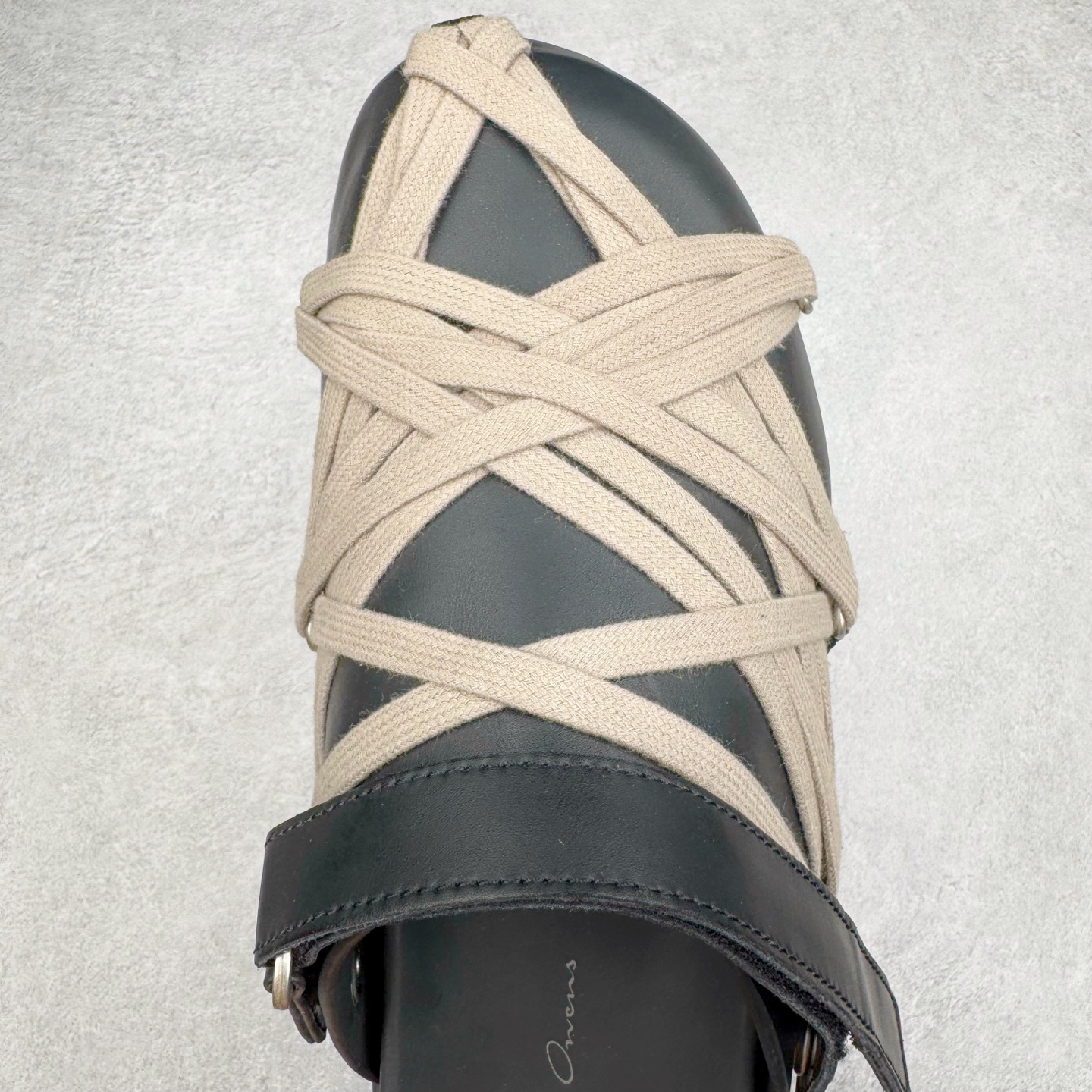 RICK OWENS RO Megalace  厚底 板鞋 休闲鞋 男鞋 女鞋 波鞋  皮質 拖鞋  黑色 RU01E5813LOOW1-09