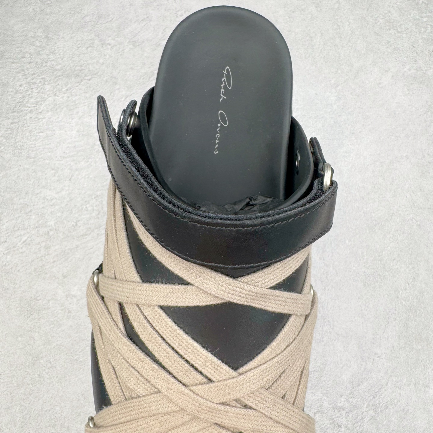 RICK OWENS RO Megalace  厚底 板鞋 休闲鞋 男鞋 女鞋 波鞋  皮質 拖鞋  黑色 RU01E5813LOOW1-09