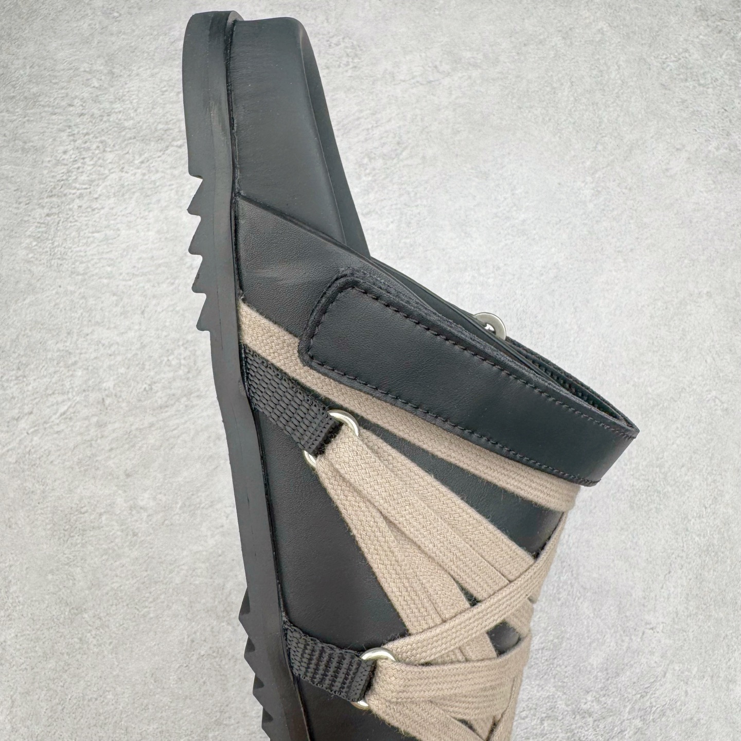 RICK OWENS RO Megalace  厚底 板鞋 休闲鞋 男鞋 女鞋 波鞋  皮質 拖鞋  黑色 RU01E5813LOOW1-09