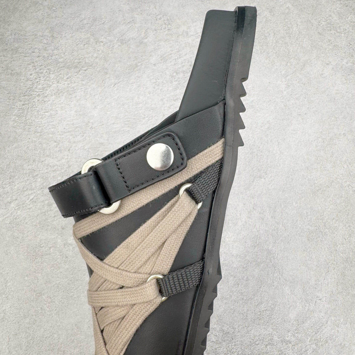 RICK OWENS RO Megalace  厚底 板鞋 休闲鞋 男鞋 女鞋 波鞋  皮質 拖鞋  黑色 RU01E5813LOOW1-09