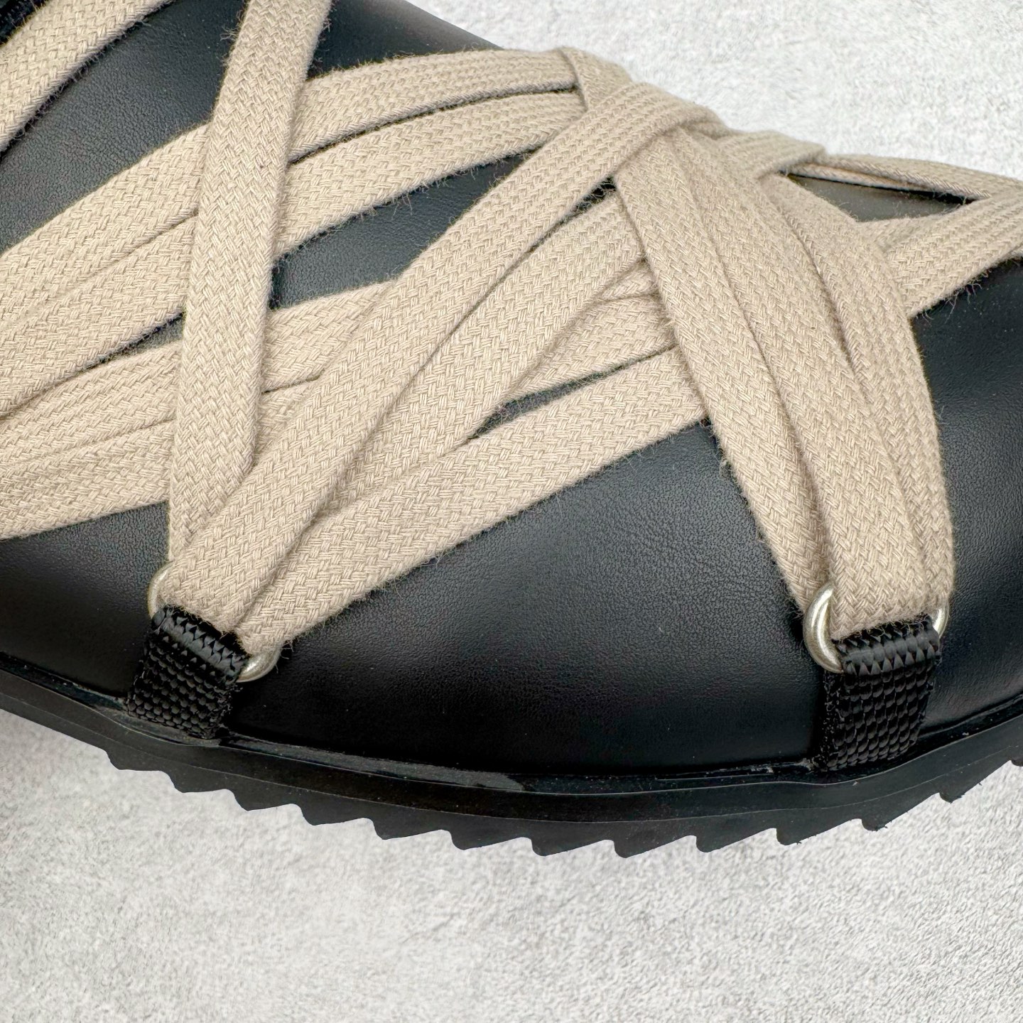 RICK OWENS RO Megalace  厚底 板鞋 休闲鞋 男鞋 女鞋 波鞋  皮質 拖鞋  黑色 RU01E5813LOOW1-09