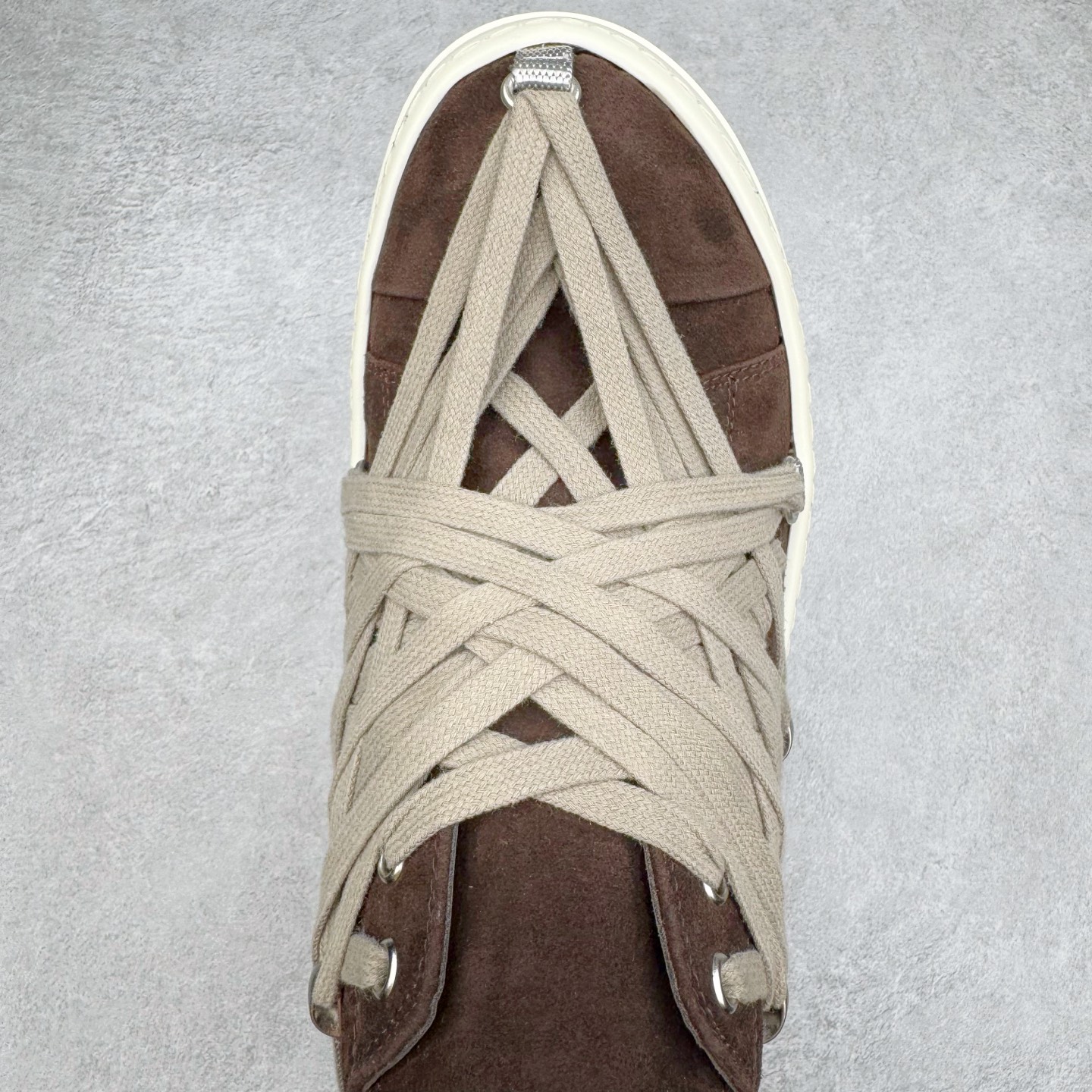 RICK OWENS RO Megalace  厚底 板鞋 休闲鞋 男鞋 女鞋 波鞋  皮質 拖鞋  棕色 RU01E5886LVSW1-141