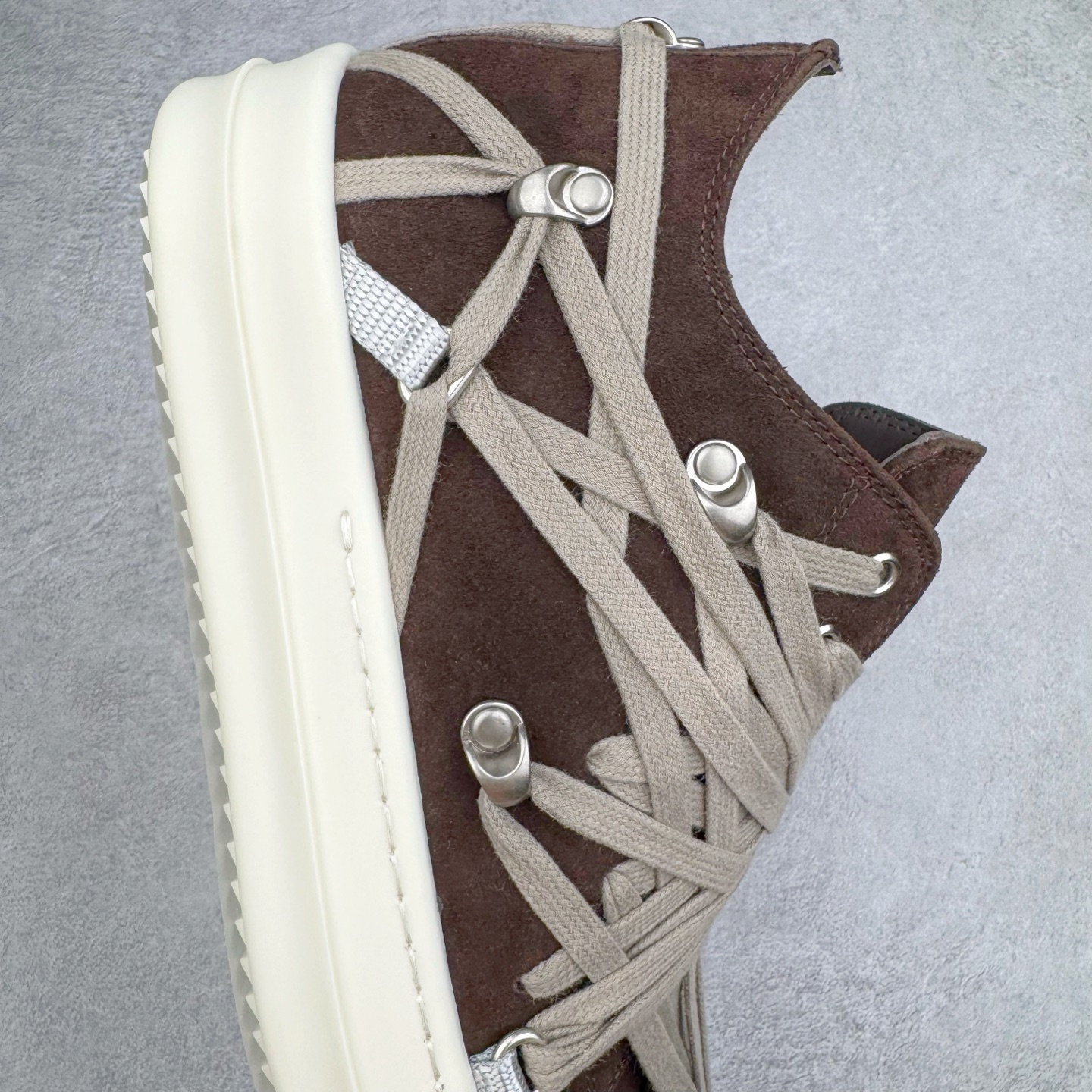 RICK OWENS RO Megalace  厚底 板鞋 休闲鞋 男鞋 女鞋 波鞋  皮質 拖鞋  棕色 RU01E5886LVSW1-141