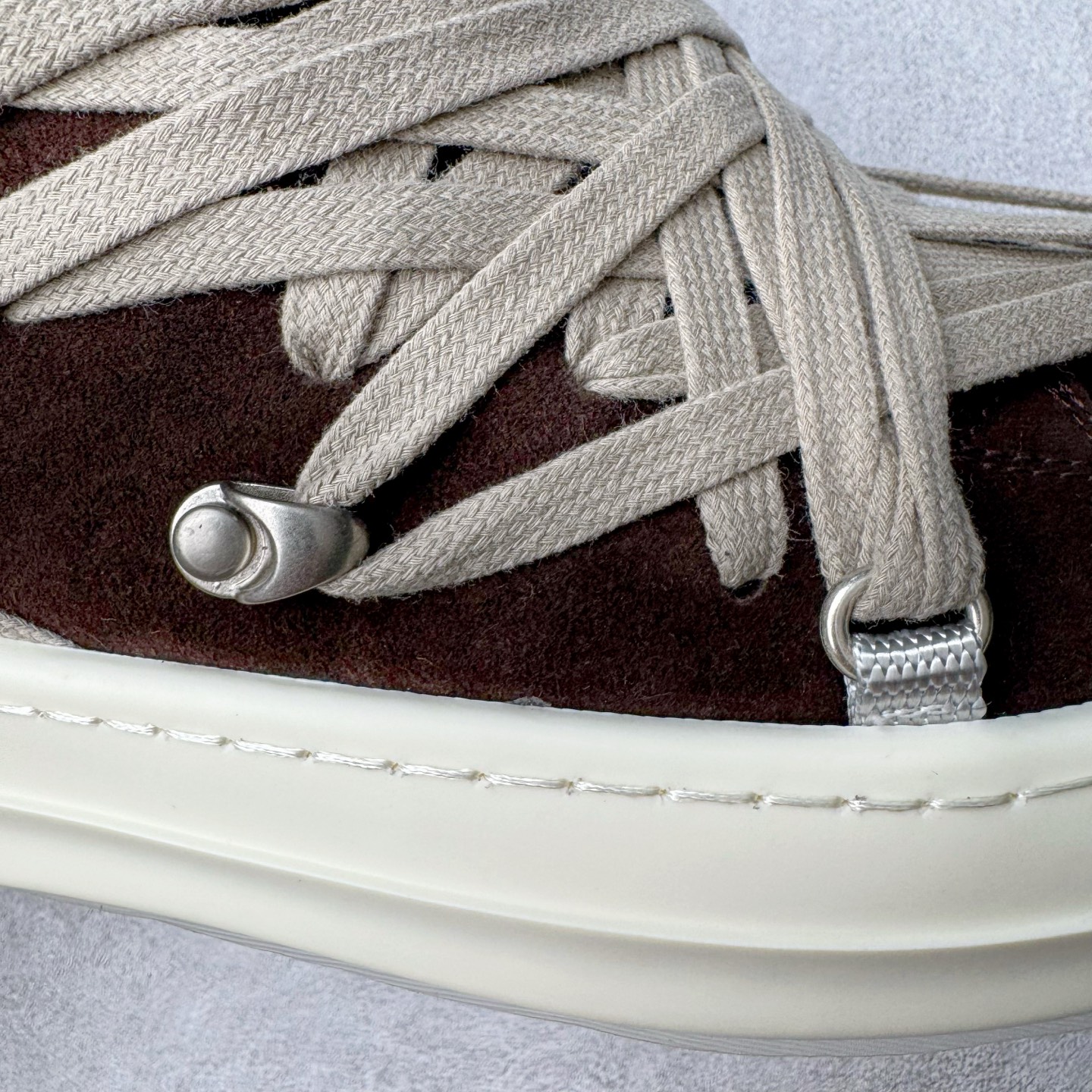 RICK OWENS RO Megalace  厚底 板鞋 休闲鞋 男鞋 女鞋 波鞋  皮質 拖鞋  棕色 RU01E5886LVSW1-141