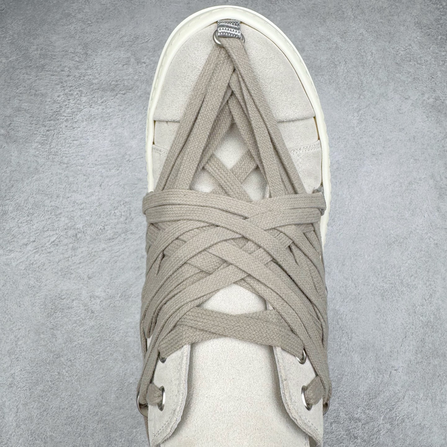 RICK OWENS RO Megalace  厚底 板鞋 休闲鞋 男鞋 女鞋 波鞋  皮質 拖鞋  灰色 RP01E7882LVSW1-411