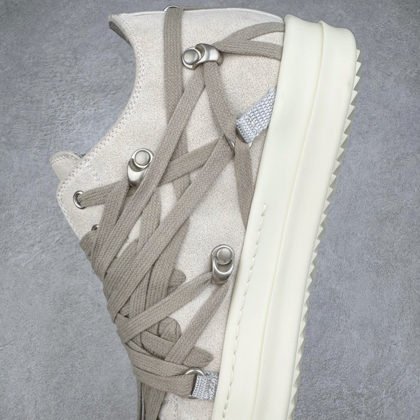 RICK OWENS RO Megalace  厚底 板鞋 休闲鞋 男鞋 女鞋 波鞋  皮質 拖鞋  灰色 RP01E7882LVSW1-411