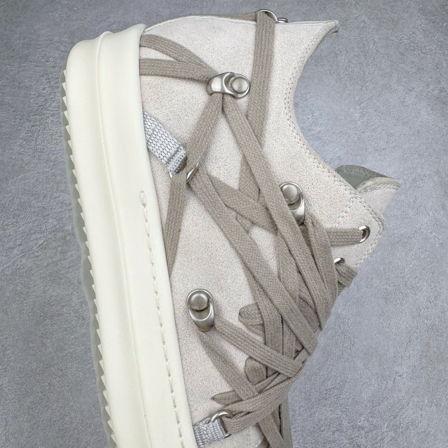 RICK OWENS RO Megalace  厚底 板鞋 休闲鞋 男鞋 女鞋 波鞋  皮質 拖鞋  灰色 RP01E7882LVSW1-411