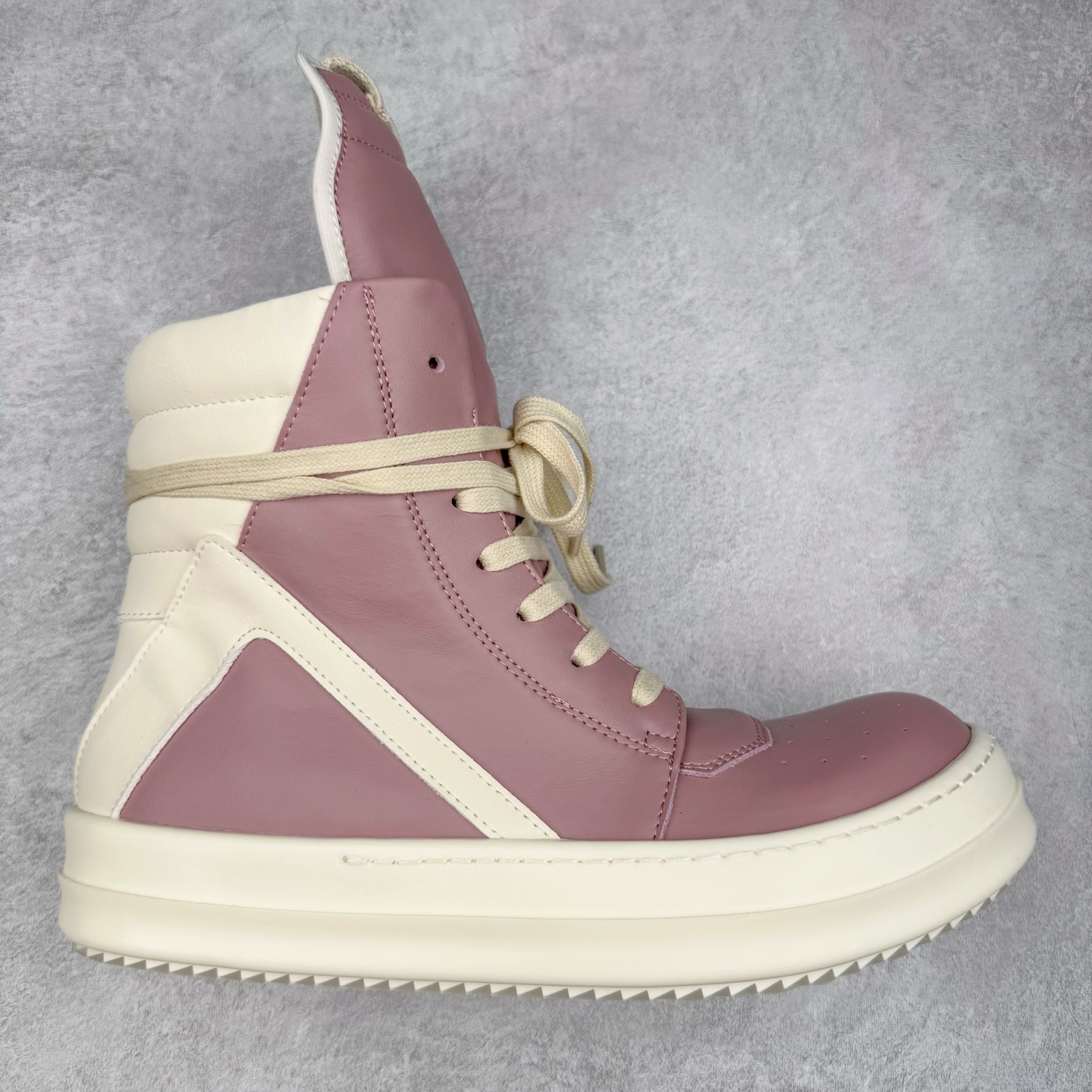 RICK OWENS RO Geobasket 厚底 板鞋 休闲鞋 男鞋 女鞋 波鞋  皮質 拖鞋  皮鞋 粉白 RU01D3894LCO-6311