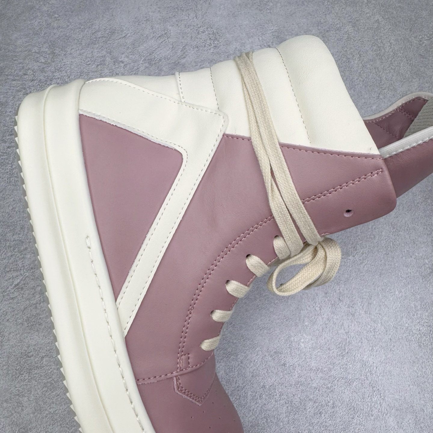 RICK OWENS RO Geobasket 厚底 板鞋 休闲鞋 男鞋 女鞋 波鞋  皮質 拖鞋  皮鞋 粉白 RU01D3894LCO-6311