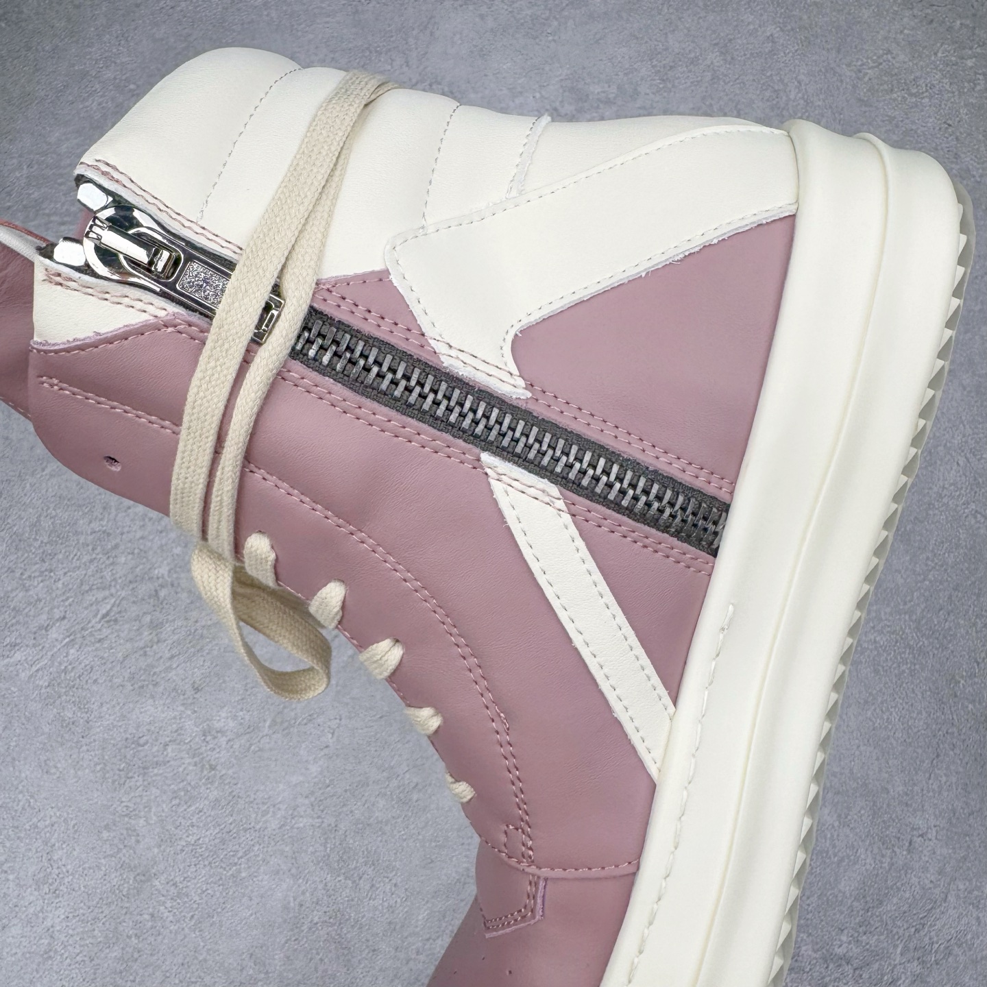 RICK OWENS RO Geobasket 厚底 板鞋 休闲鞋 男鞋 女鞋 波鞋  皮質 拖鞋  皮鞋 粉白 RU01D3894LCO-6311