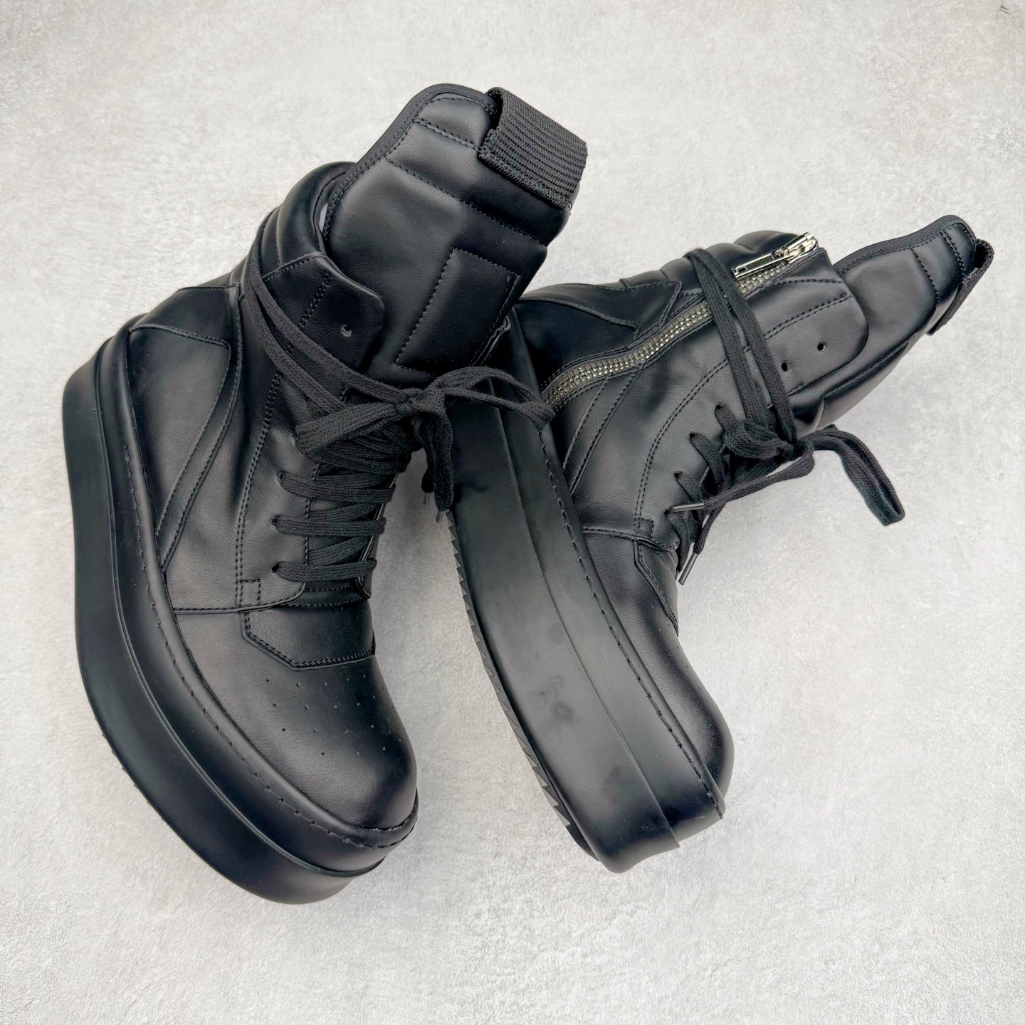 RICK OWENS RO Geobasket  厚底 板鞋 休闲鞋 男鞋 女鞋 波鞋  皮質 拖鞋  皮鞋 黑武士 RU01D3868LOOLCO-999