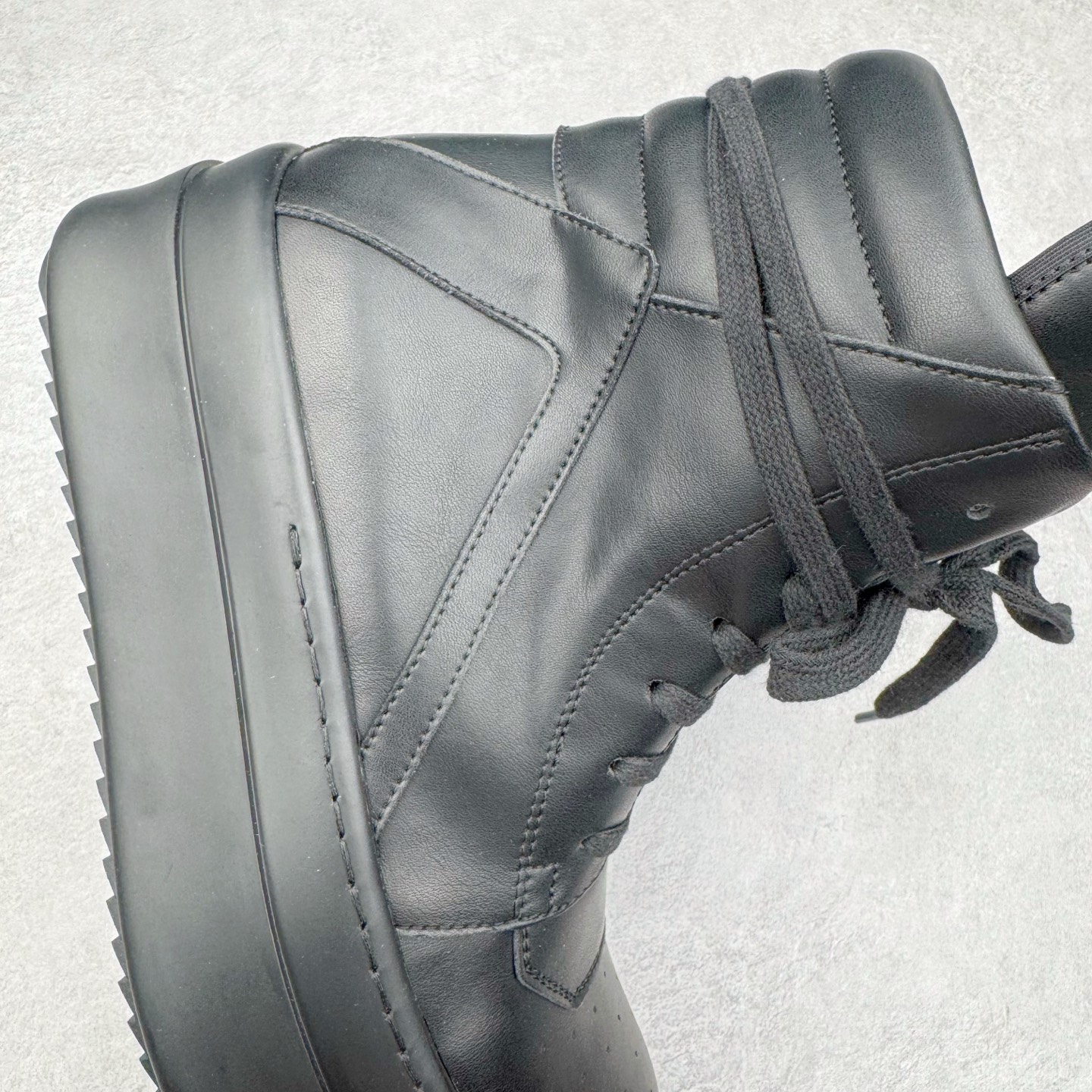 RICK OWENS RO Geobasket  厚底 板鞋 休闲鞋 男鞋 女鞋 波鞋  皮質 拖鞋  皮鞋 黑武士 RU01D3868LOOLCO-999