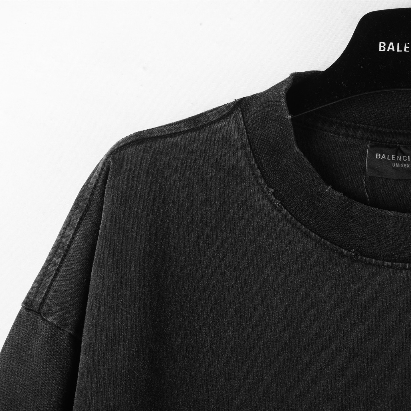 Balenciaga 巴黎世家 圆环logo  印花短袖 T恤 圆领 短款 夏季 黑色A5 