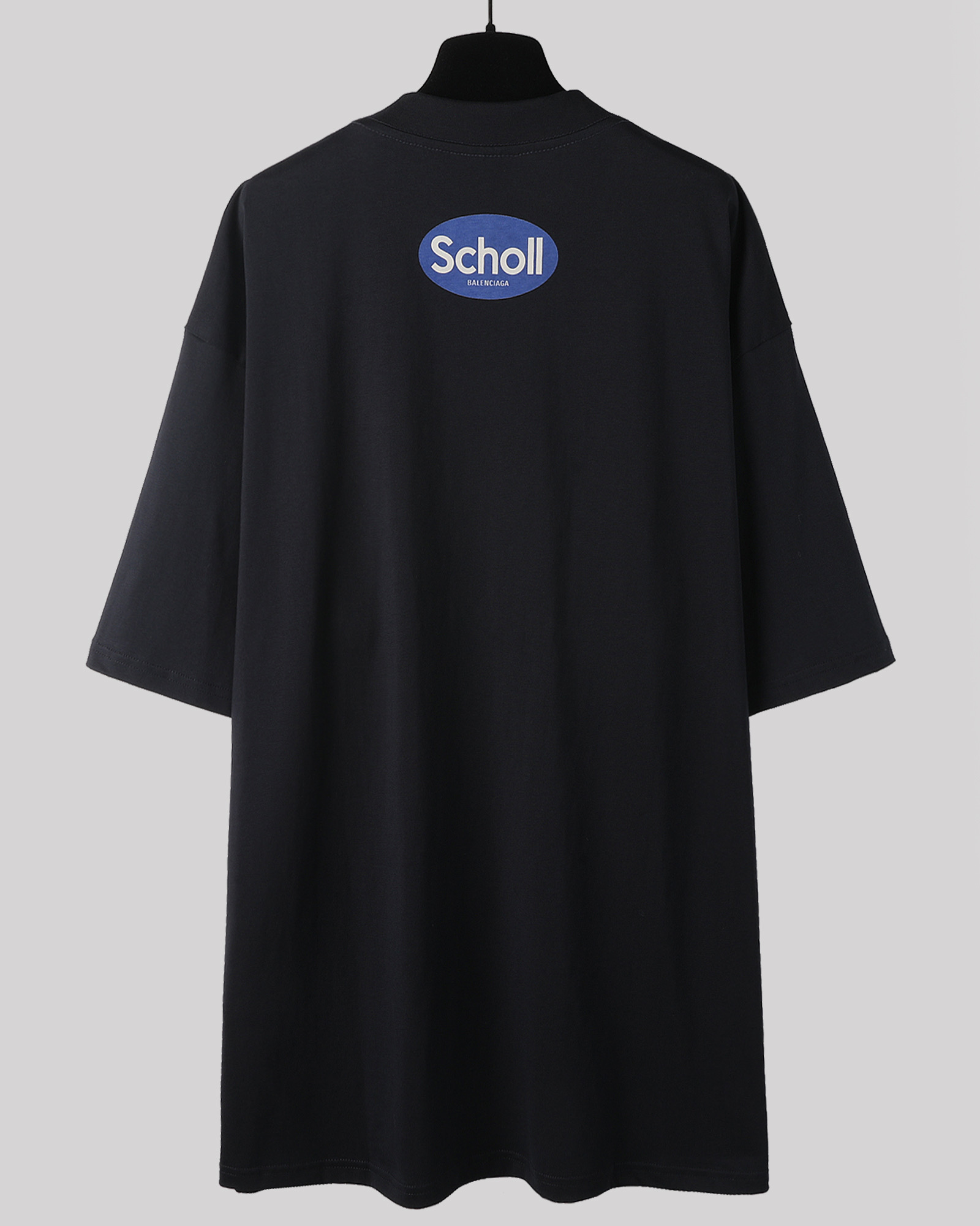 Balenciaga 巴黎世家 Scholl蓝色  印花短袖 T恤 圆领 短款 夏季 黑色A5 