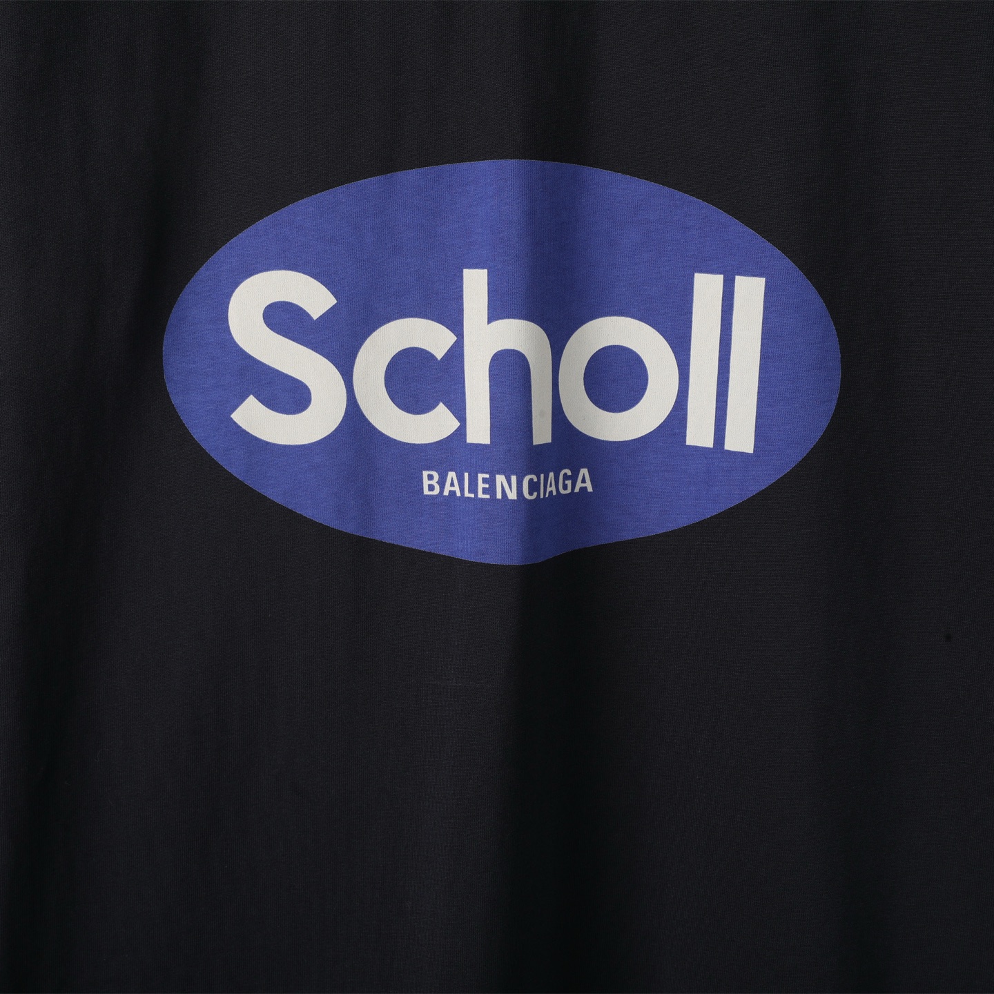 Balenciaga 巴黎世家 Scholl蓝色  印花短袖 T恤 圆领 短款 夏季 黑色A5 