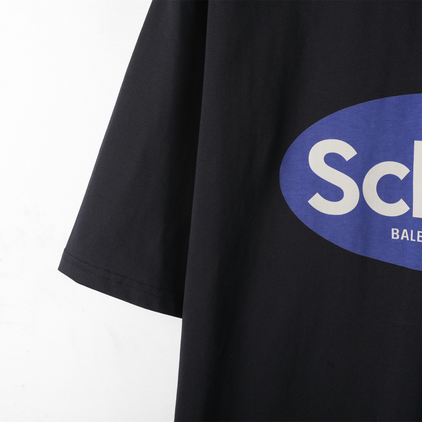 Balenciaga 巴黎世家 Scholl蓝色  印花短袖 T恤 圆领 短款 夏季 黑色A5 