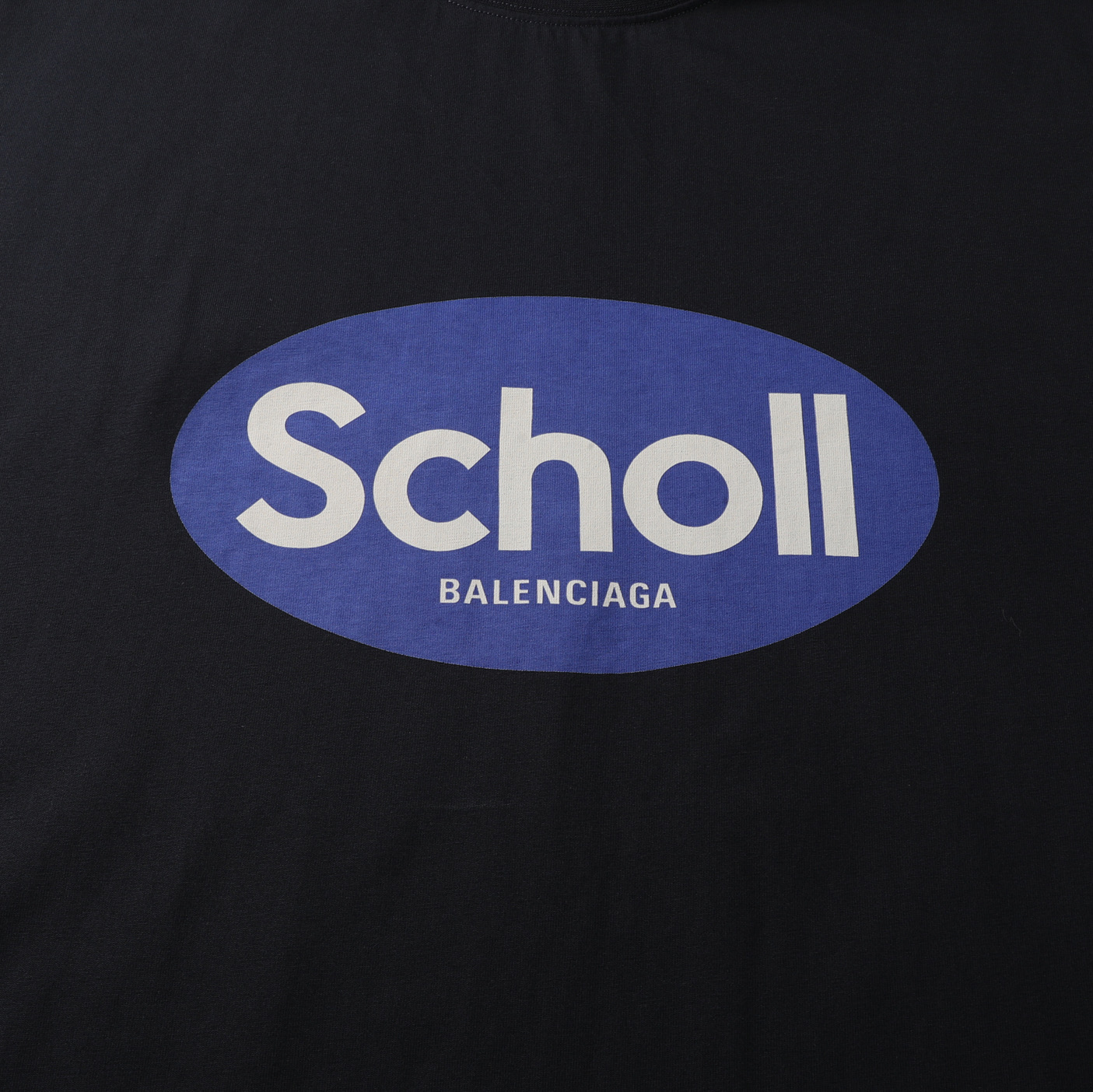 Balenciaga 巴黎世家 Scholl蓝色  印花短袖 T恤 圆领 短款 夏季 黑色A5 