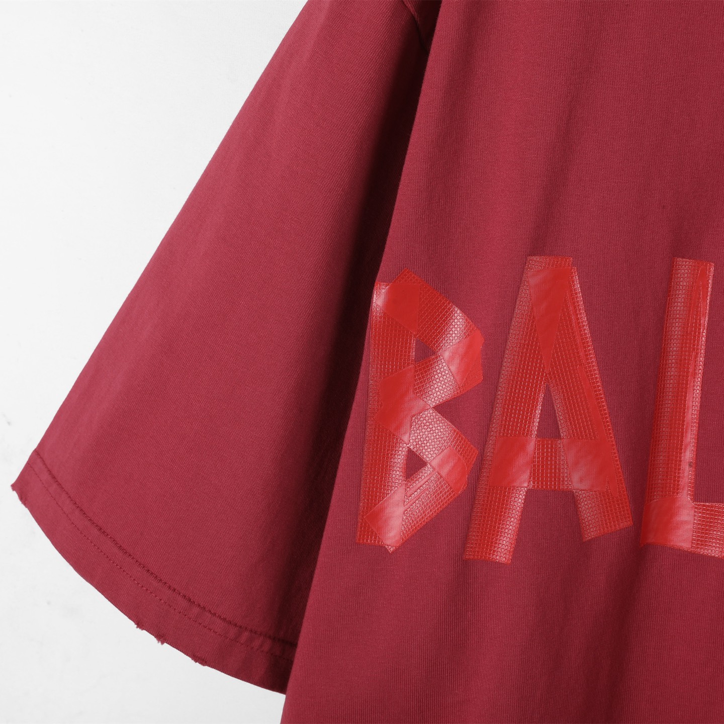 Balenciaga 巴黎世家 美纹纸胶带  印花短袖 T恤 圆领 短款 夏季 红色A5 