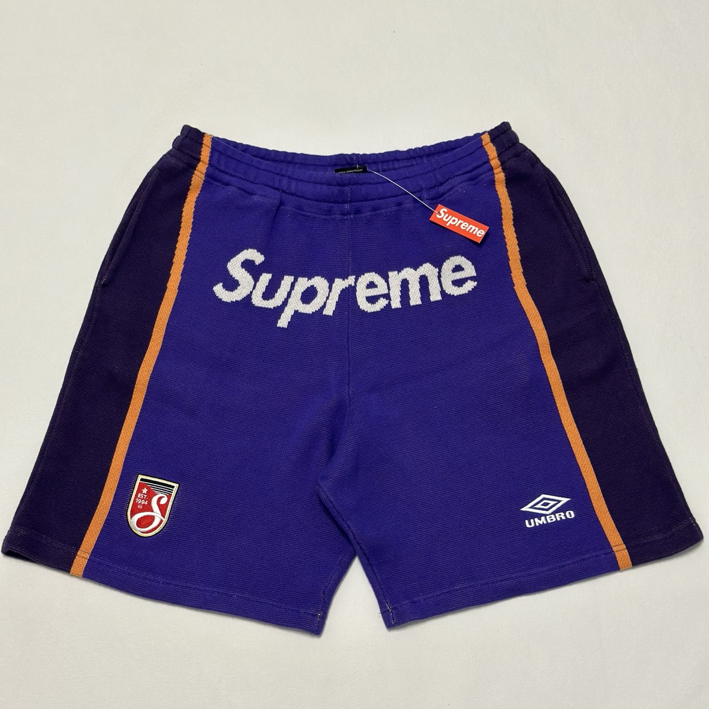 套装 Supreme Umbro 联名款 SS25 胸前刺绣logo 宽松针织毛衣 美式潮流秋衣长袖T恤 短裤 蓝色 黑色 紫色 红色  SUP-SS25-236