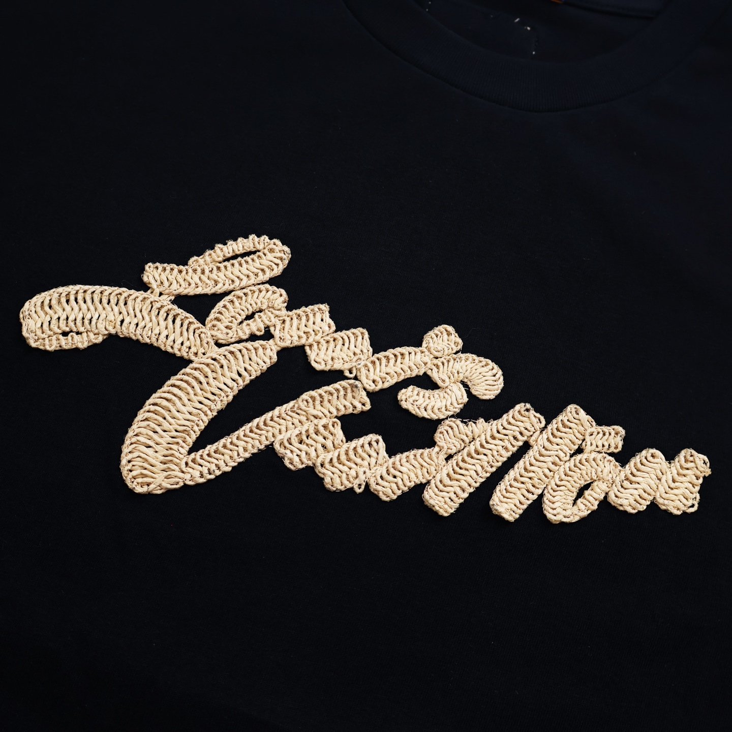 LOUIS VUITTON 路易威登 LV 拉菲草字母 T恤 短袖 黑色B2 1AHW92