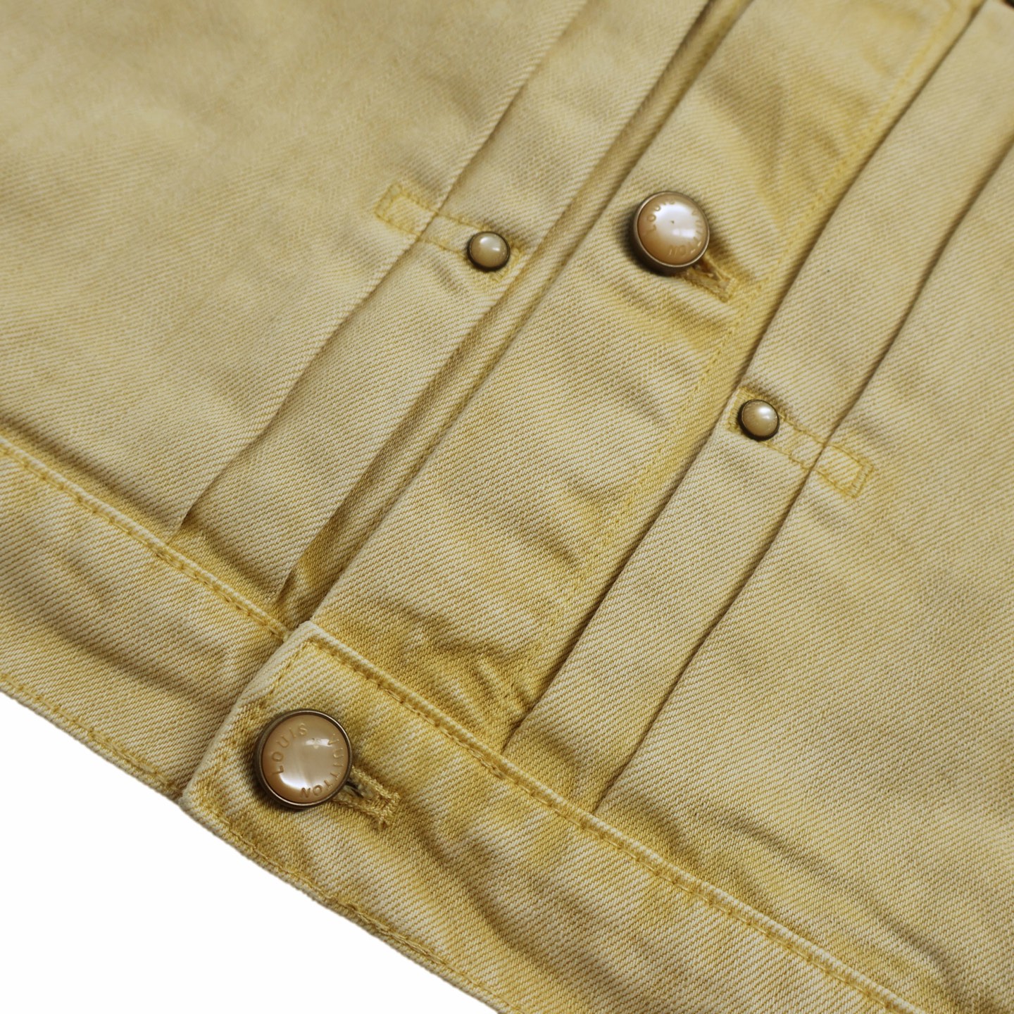 LOUIS VUITTON 路易威登  LV 压花浮雕口袋  牛仔 外套 夹克 卫衣 长袖 淡黄色 1AHUXX