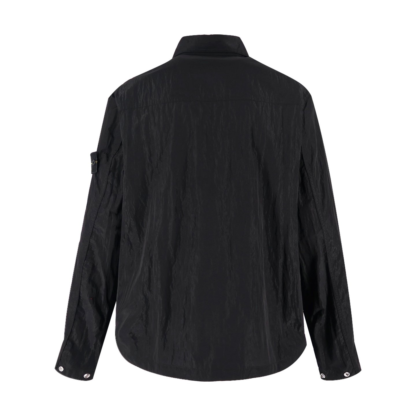 STONEISLAND SS25 Nylon Metal 石头岛 袖标 金属尼龙系列 纯色徽标贴片翻领单口袋拉链长袖夹克外套 男款 黑色B5 K1S151200005S0019V0029
