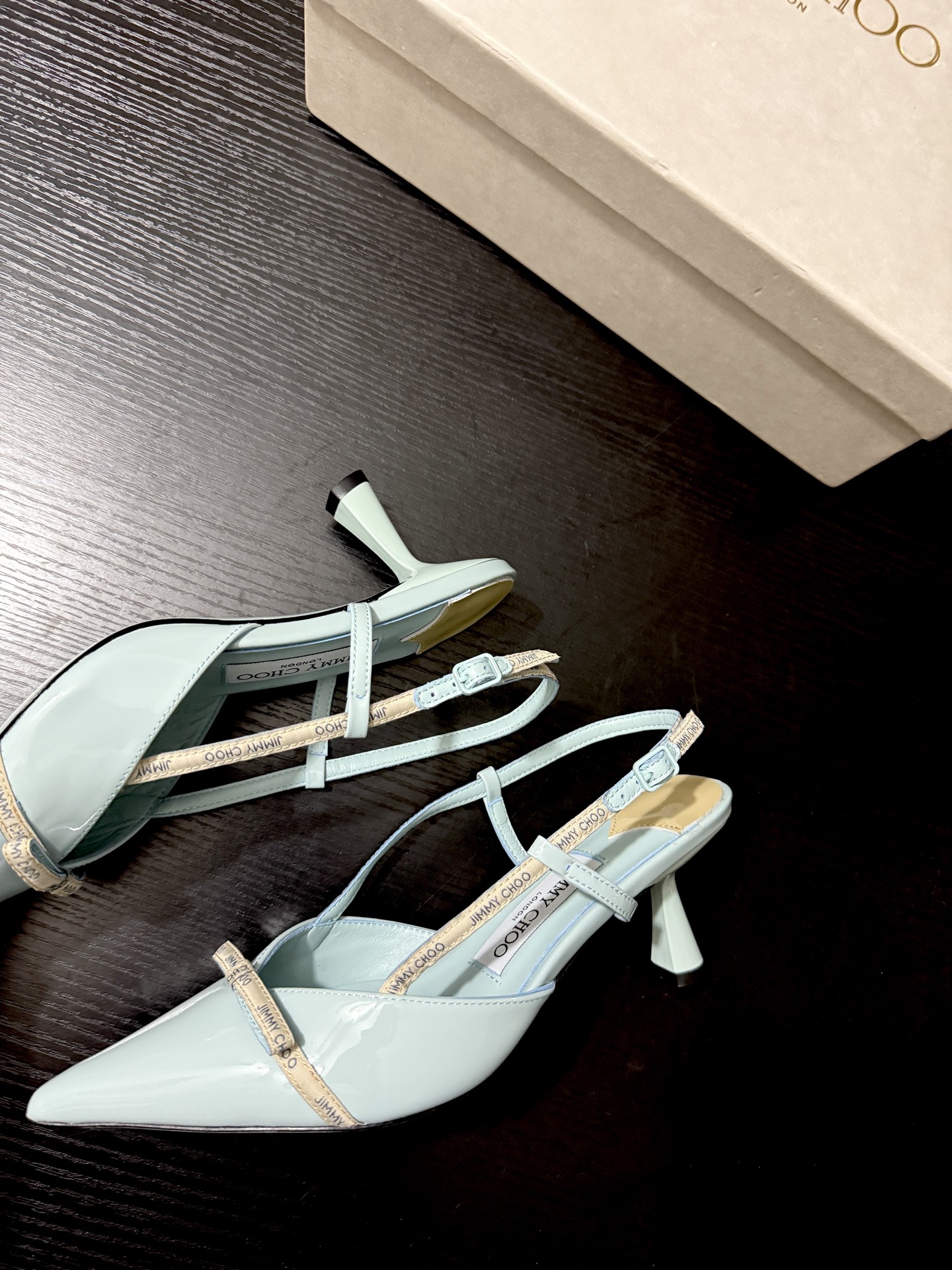 JIMMY CHOO JC 尖头 细跟 女士休闲鞋 高跟鞋 漆皮 女款 6.5CM 浅壁绿B5 CAMILA65JGW