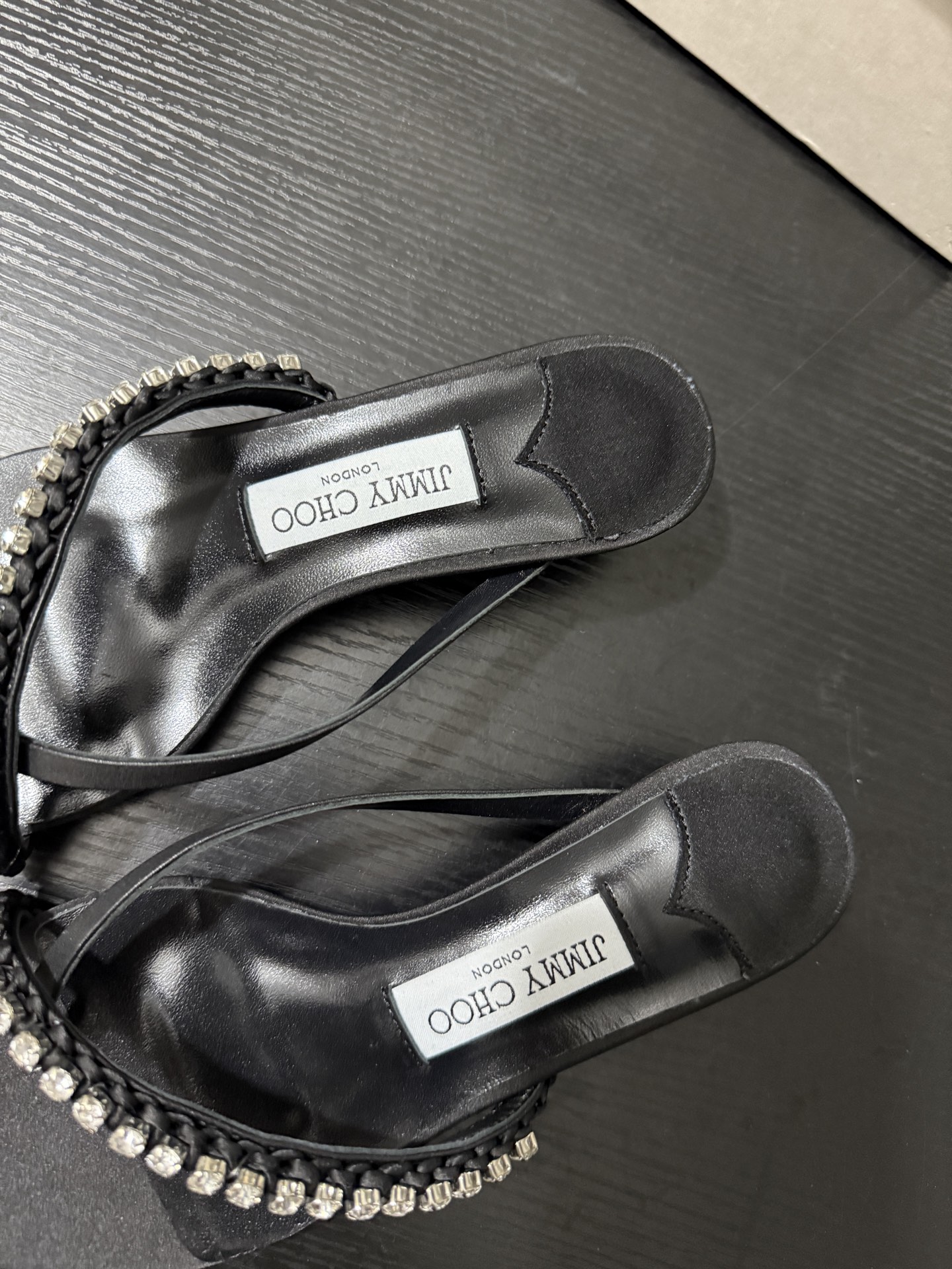 JIMMY CHOO JC  水晶 夹脚高跟 人字拖鞋 女士休闲鞋  女款 3.5CM 黑色B5 DILA35GZM