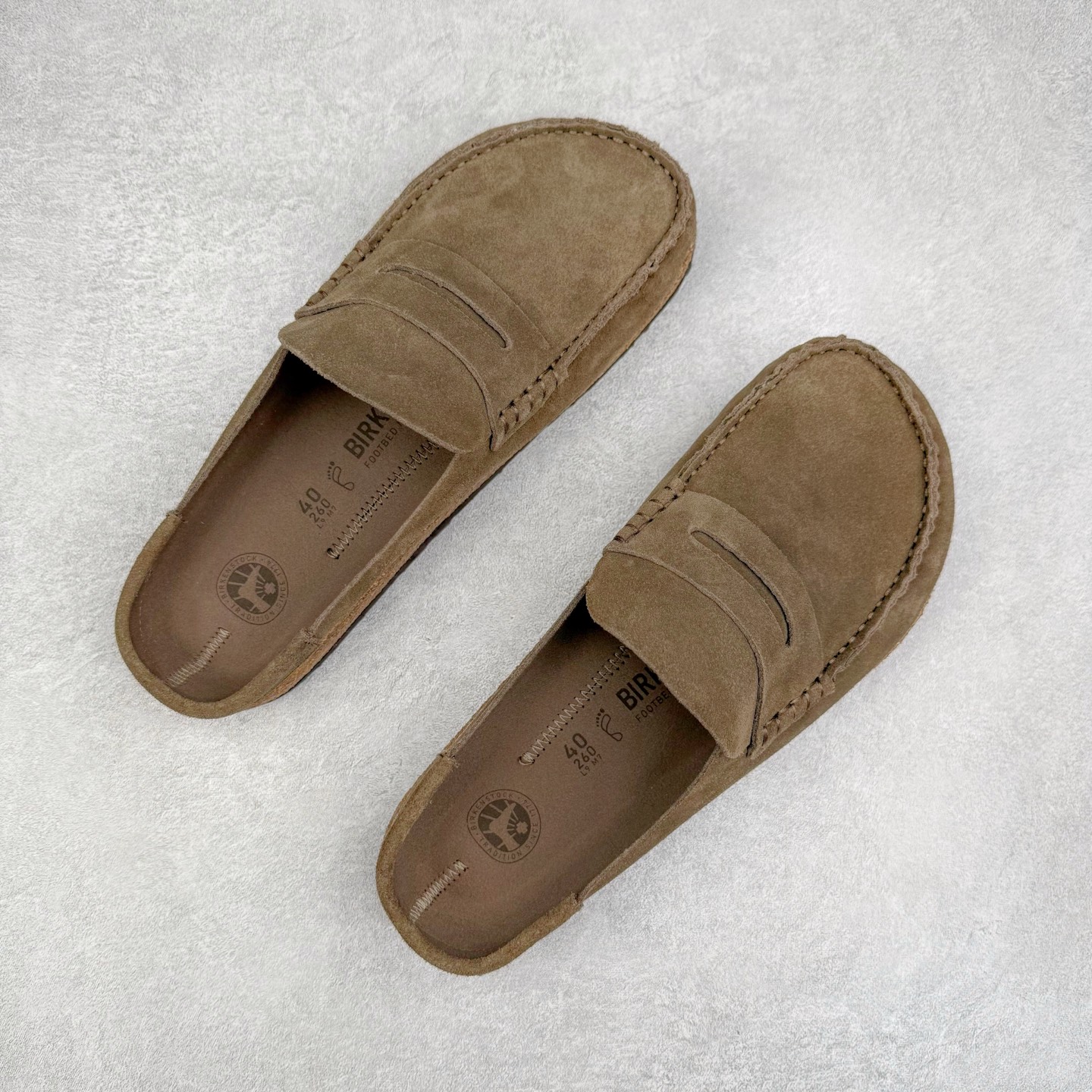  Birkenstock Naples 勃肯 绒面 舒适圆头百搭增高厚底 包头拖鞋 男女同款 灰褐色 1025017