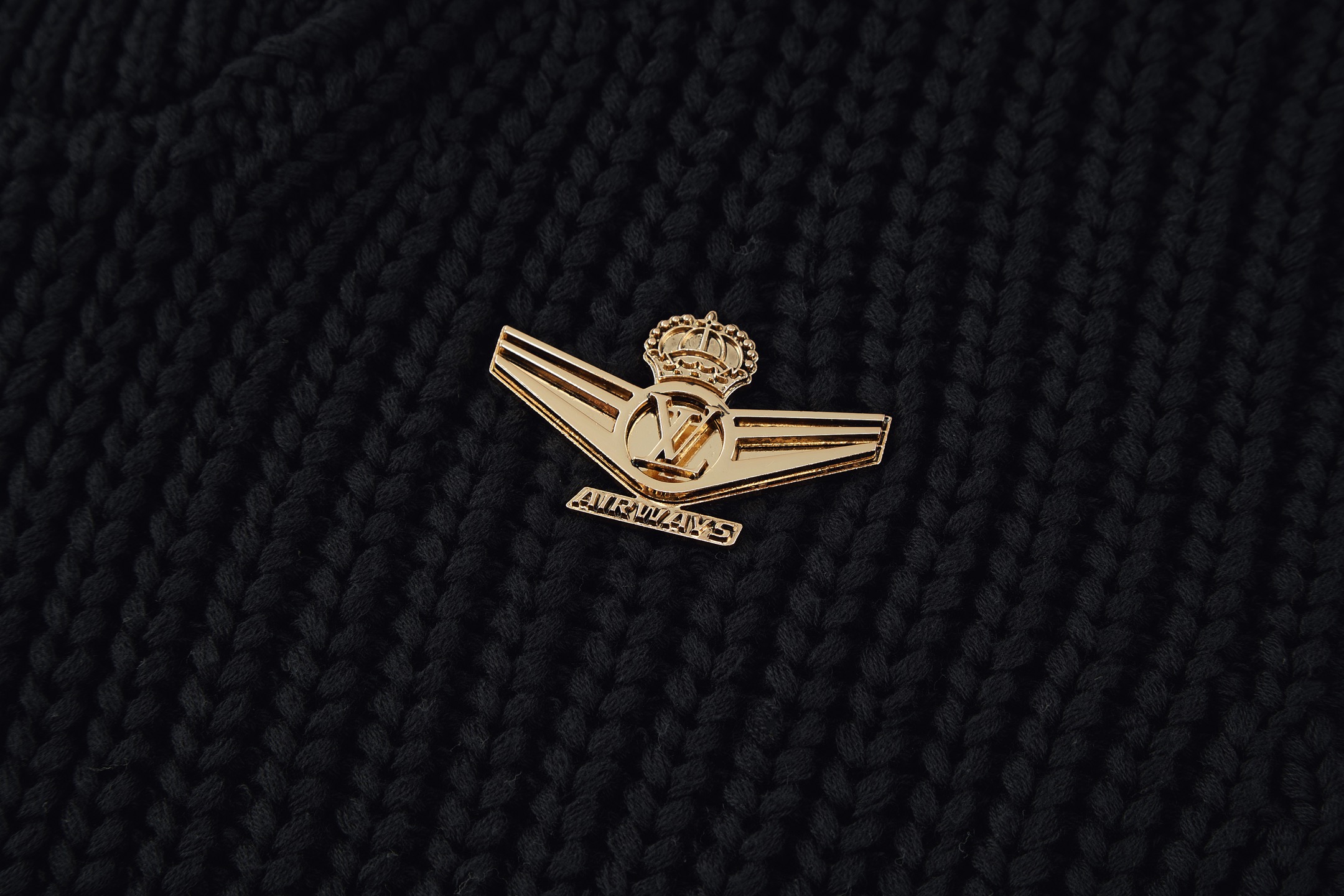 LOUIS VUITTON 路易威登 Logo徽标珍珠半拉链针织衫 毛衣 外套 黑色色 C0 1AHC13