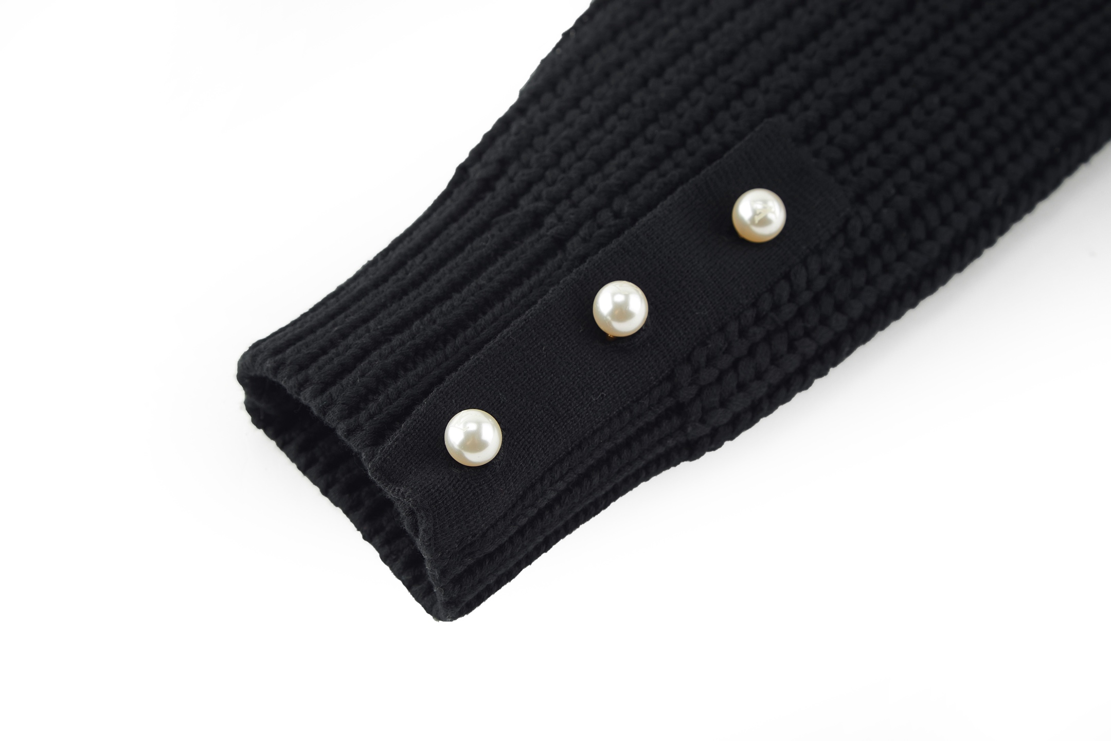 LOUIS VUITTON 路易威登 Logo徽标珍珠半拉链针织衫 毛衣 外套 黑色色 C0 1AHC13