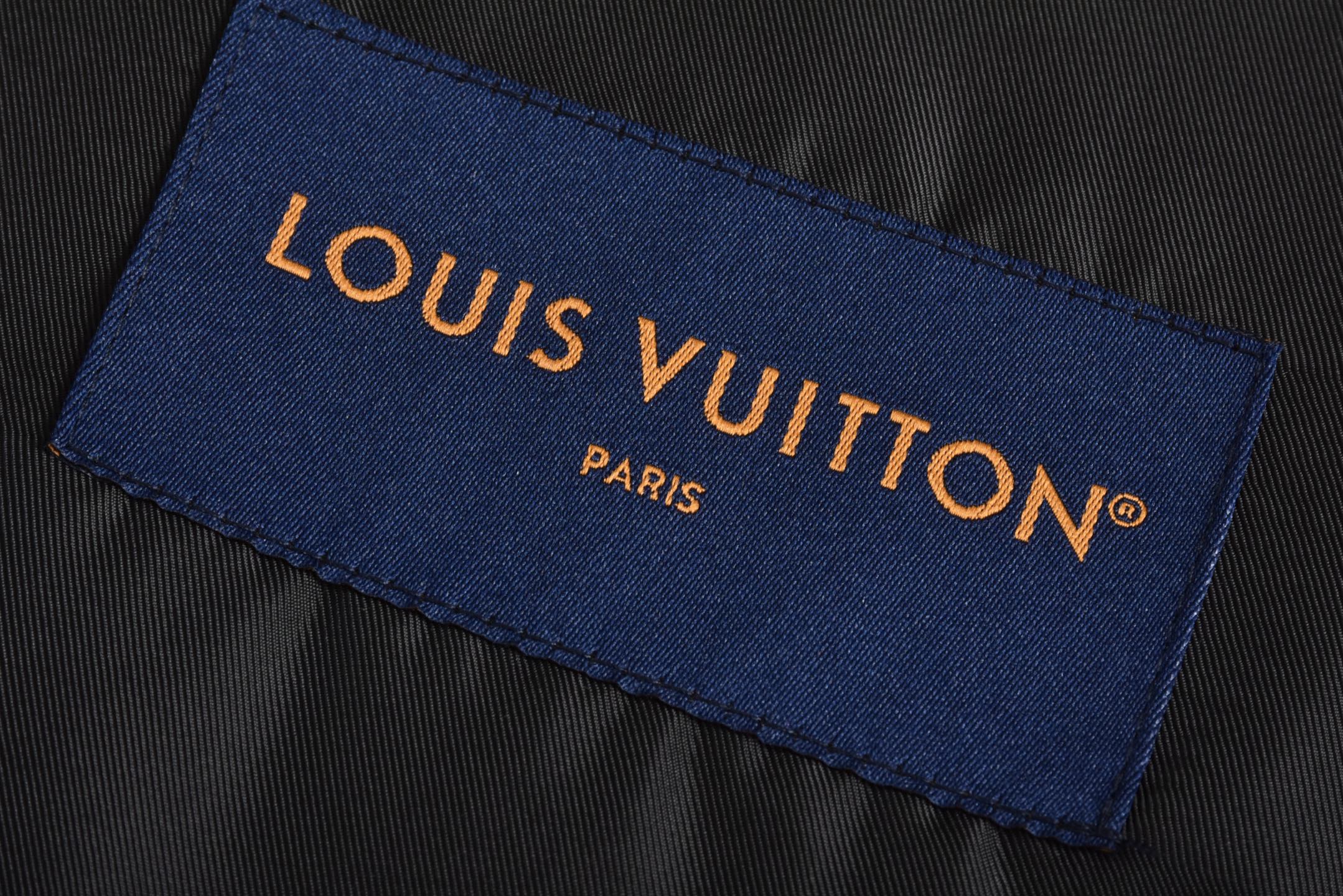 LOUIS VUITTON 路易威登  LV 丝绸彩钻衬衫 莱茵石标识 波纹提花桑蚕丝 外套 夹克 卫衣 长袖 黑色B5 1AGTGN