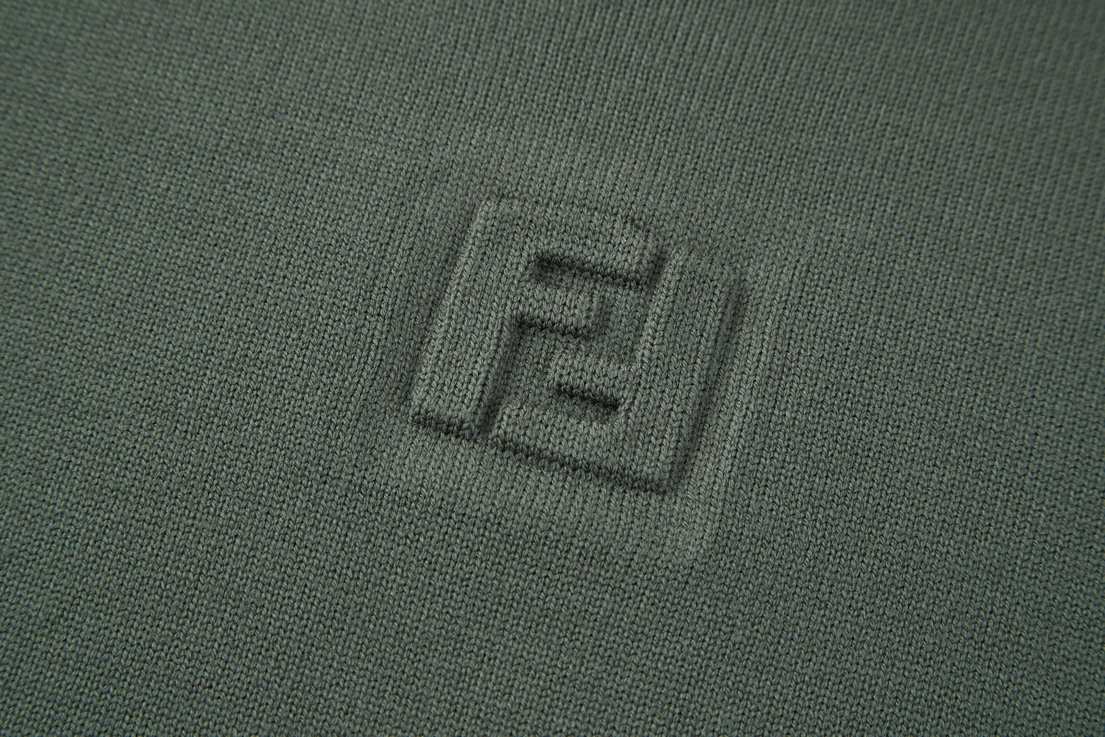 FENDI 芬迪 双F打底针织毛衣 外套 长袖 保暖 灰色 绿色 黑色 FZX091ATMVF0UU0